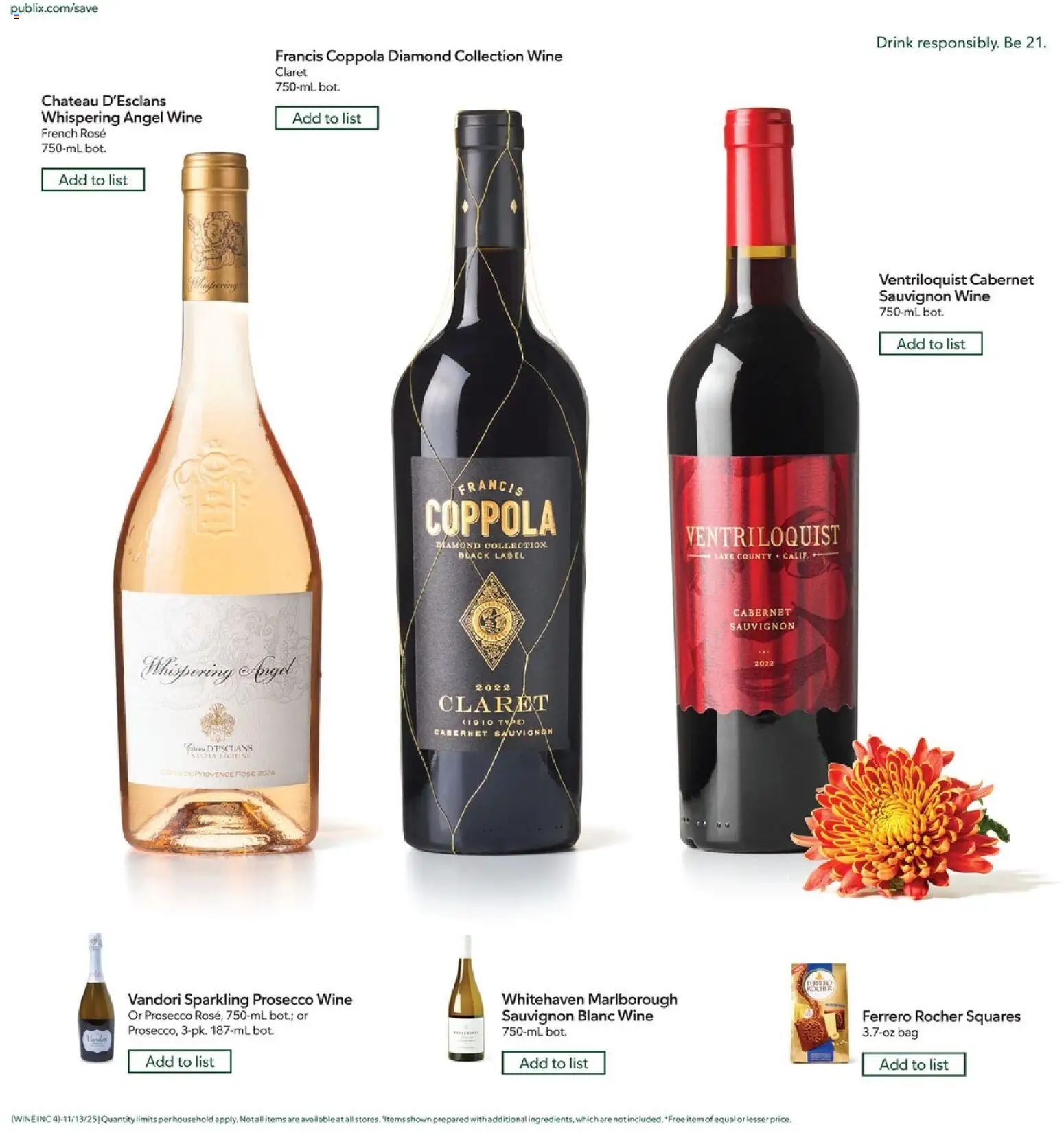 Publix Wines Pairings - valid from 12.11.2025 | Page: 4 | Products: Wine, Bag