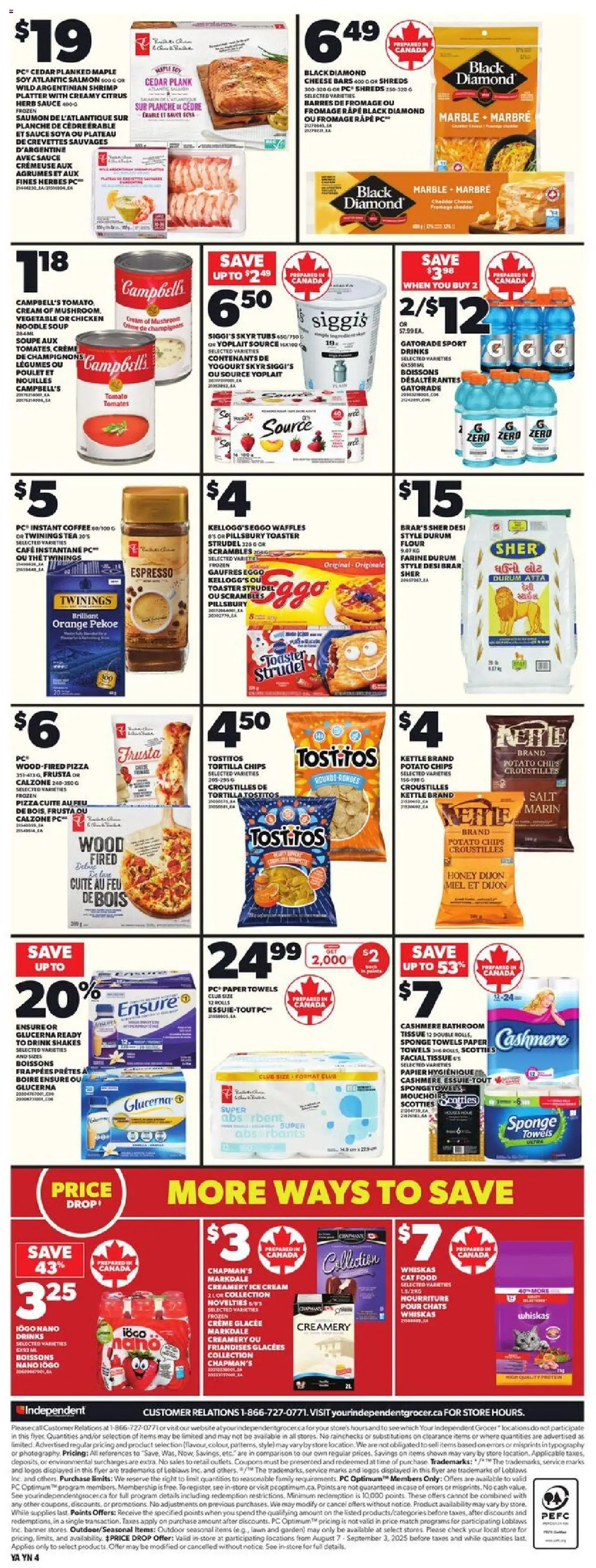 Independent Grocer flyer valid from 14.08.2025 | Page: 2 | Products: Tea, Ice cream, Kettle, Sponge