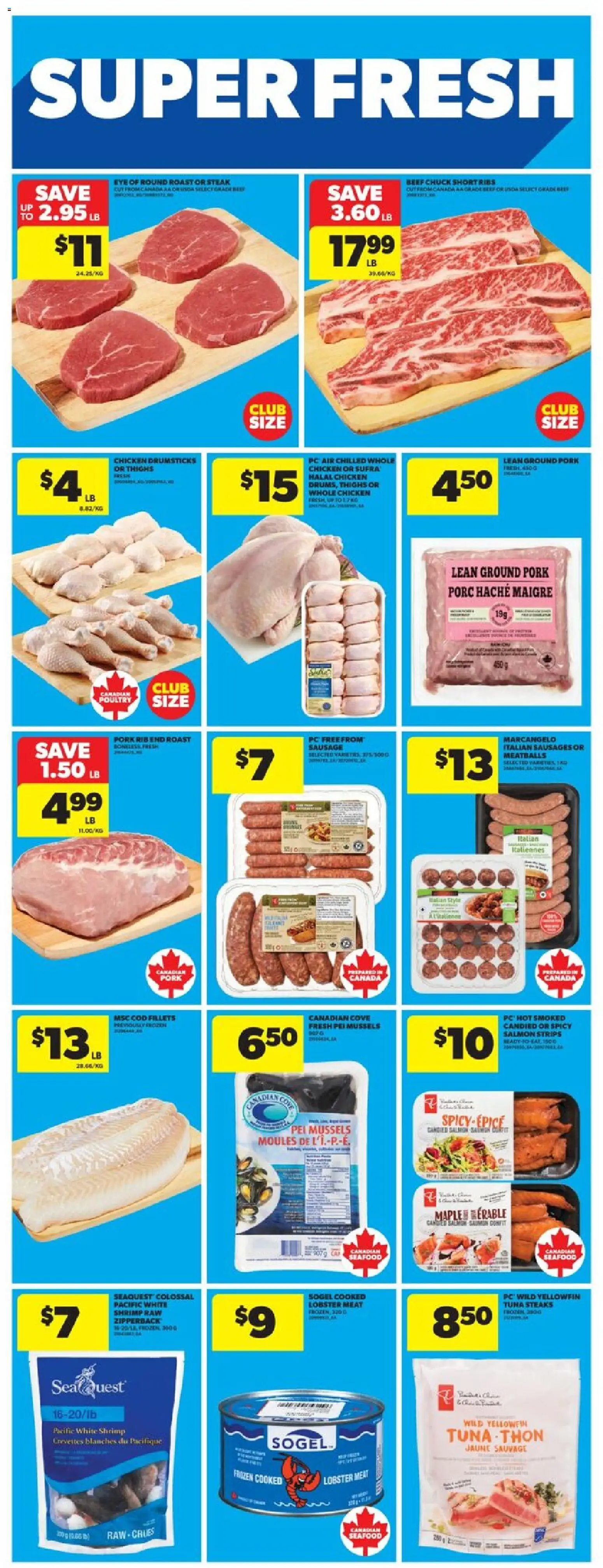 Real Canadian Superstore flyer valid from 23.10.2025 | Page: 18 | Products: Beef, PC, Chicken, Pork