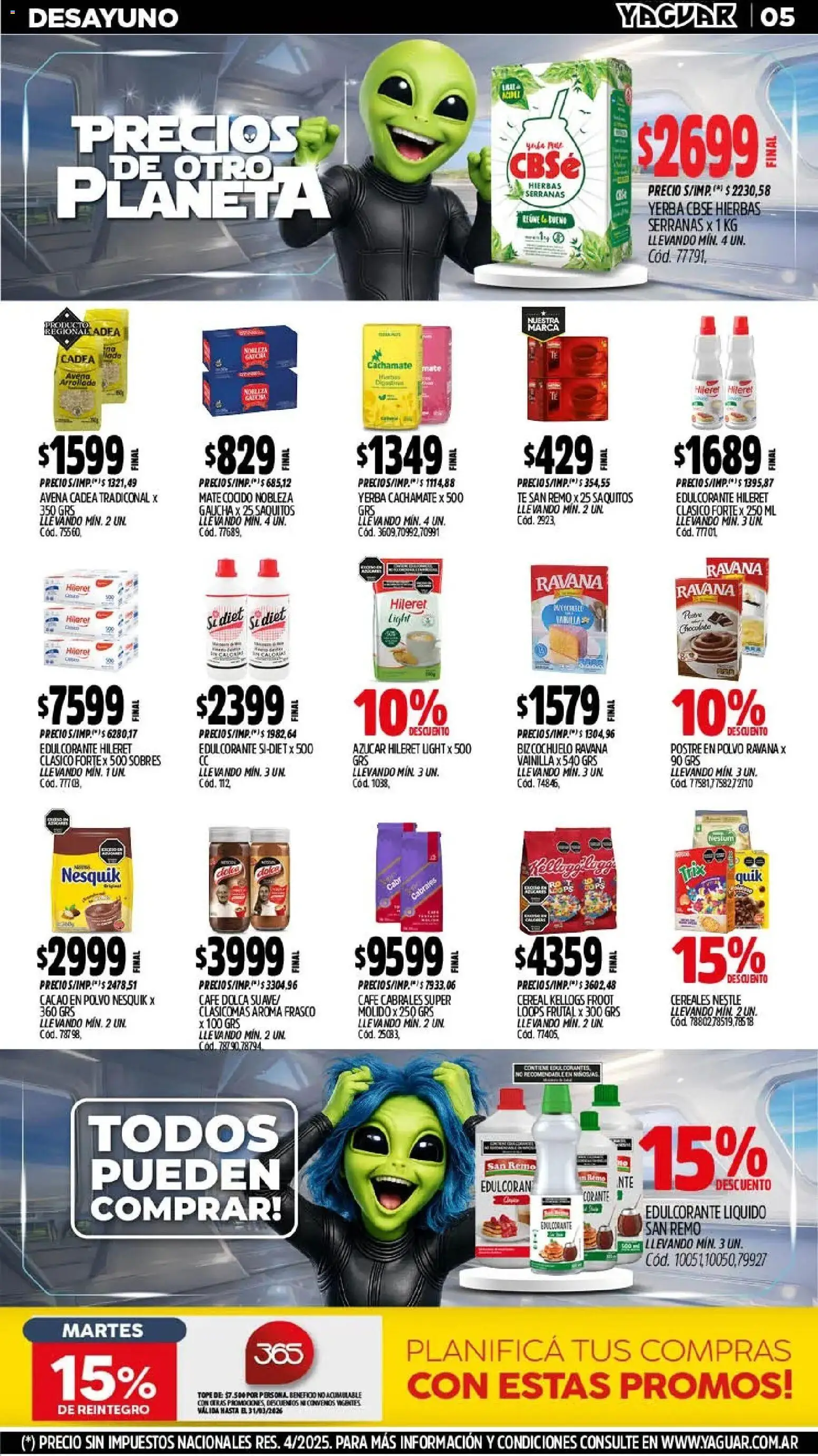 Yaguar - Oferta Semanal Mendoza │ válido desde el 02.03.2026 | Página: 5 | Productos: Azucar, Yerba, Frasco, Té