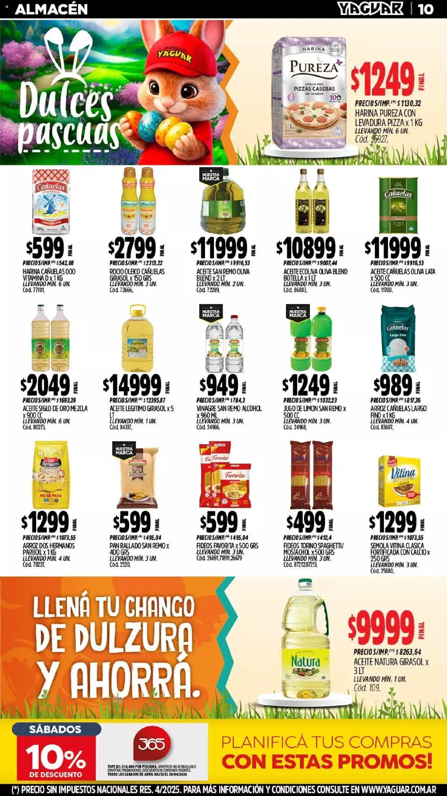 Yaguar - Oferta Semanal Misiones │ válido desde el 30.03.2026 | Página: 10 | Productos: Harina, Vinagre, Limón, Pan rallado