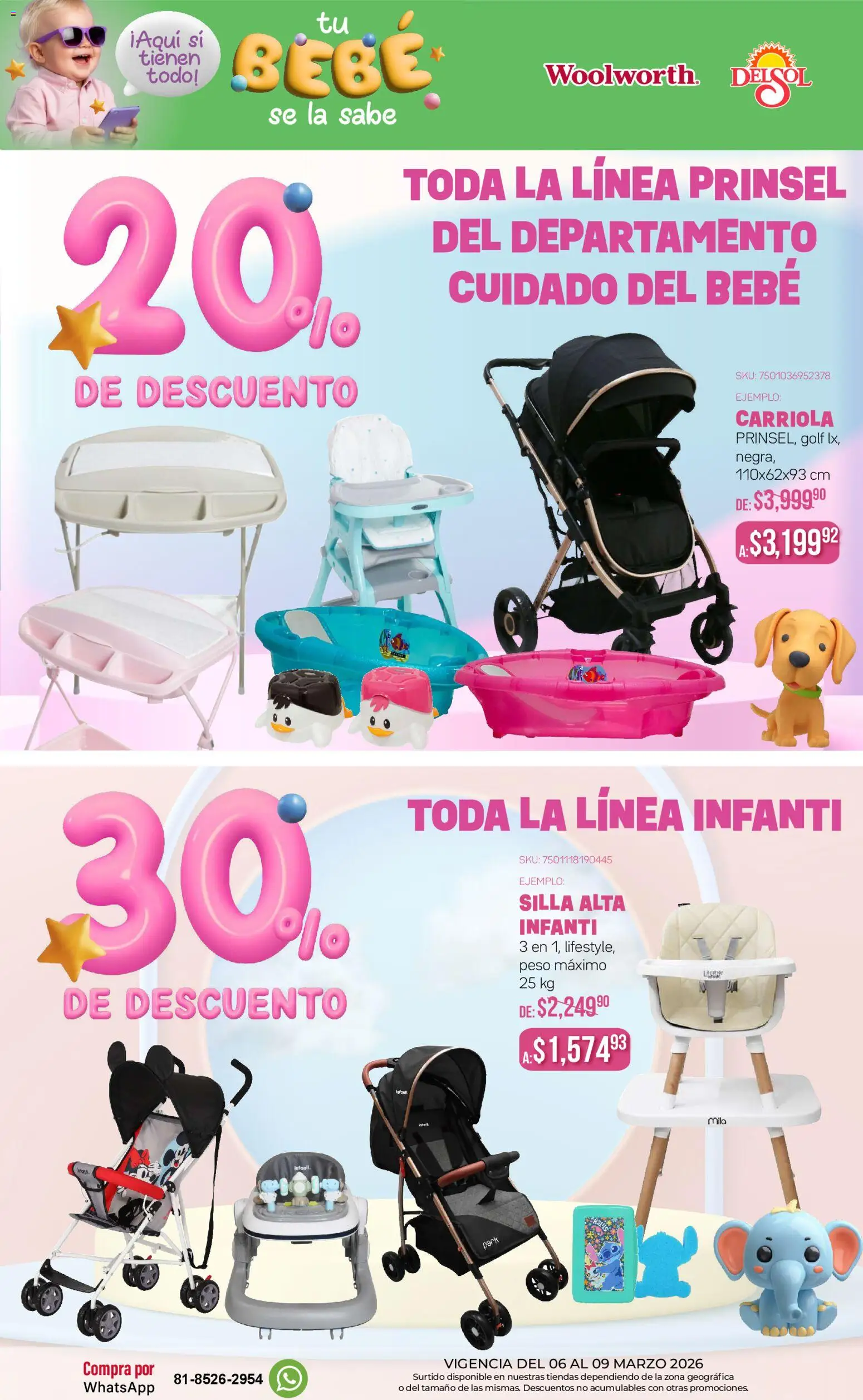 Nuevas ofertas de Del Sol y Woolworth válidas en toda la República Mexicana desde el 06.03.2026. ¡Encuentra las mejores ofertas en Del Sol y Woolworth catálogo! | Página: 4 | Productos: Carriola, Silla