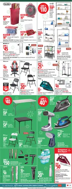Preview of Canadian Tire weekly flyer from shop Canadian Tire valid from 27.11.2025 | Page: 13 | Products: Iron, Shelf, Chair, Coat
