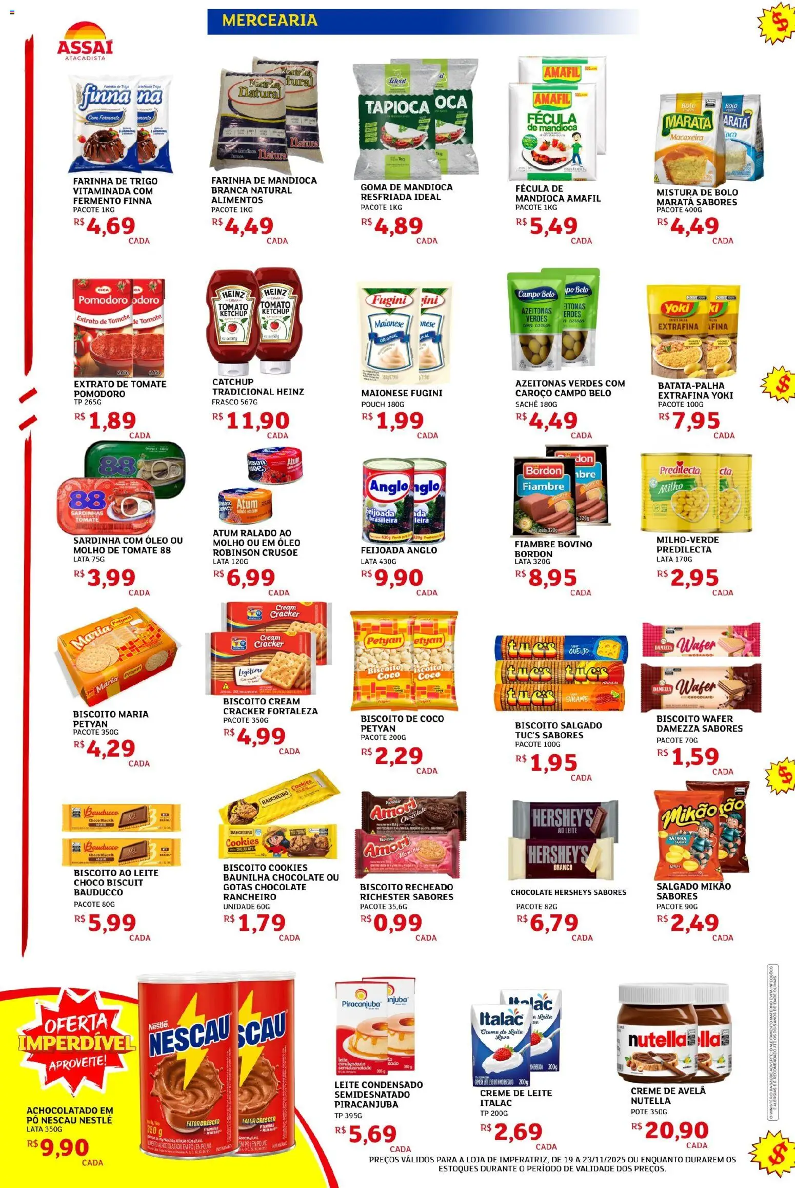 Assaí Atacadista Folheto - válido de 19.11.2025 | Página: 2 | Produtos: Farinha de trigo, Ketchup, Atum, Creme de avelã
