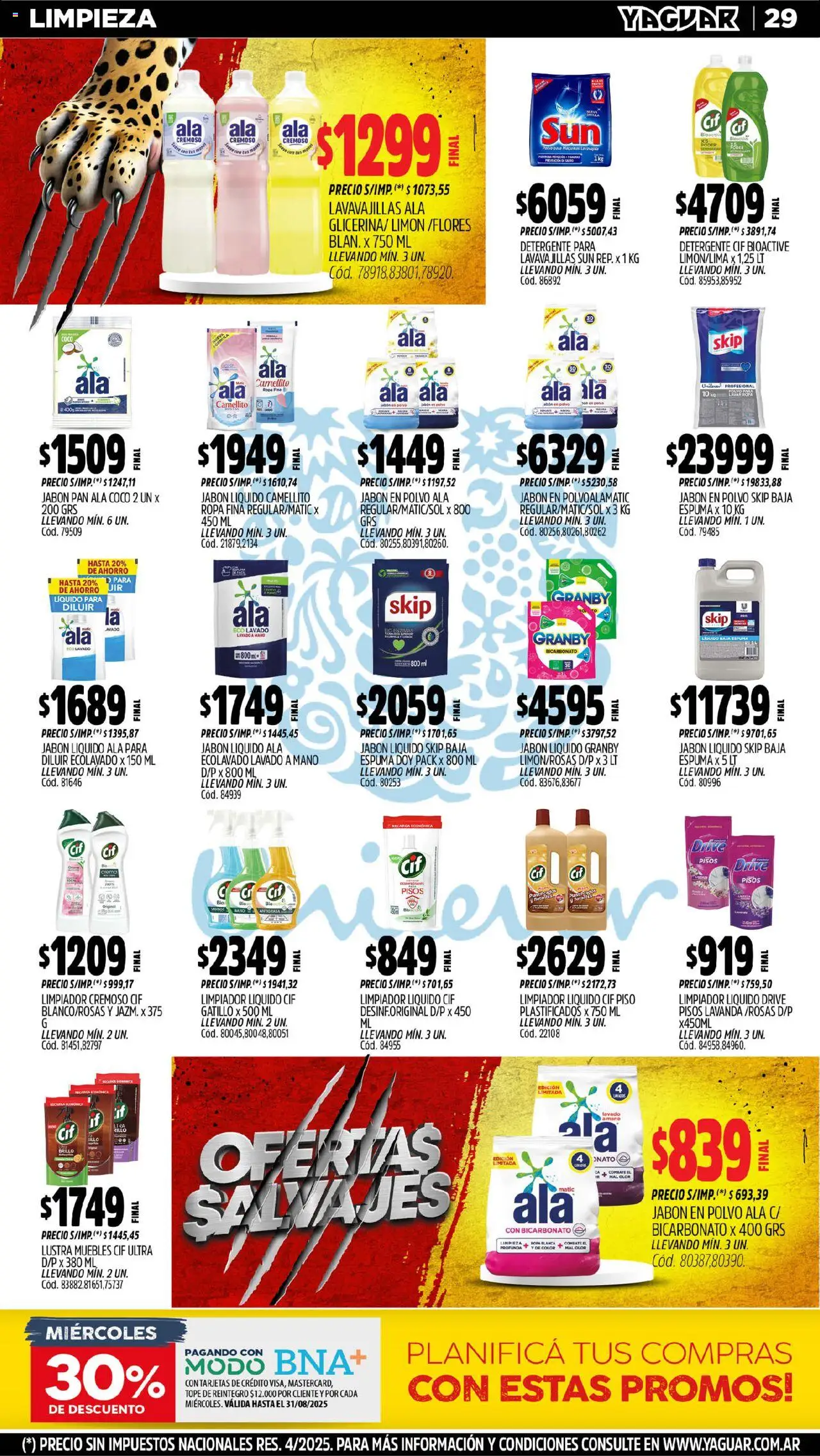 Yaguar - José C. Paz │ válido desde el 04.08.2025 | Página: 29 | Productos: Antigrasa, Lavavajillas, Jabón líquido, Limón