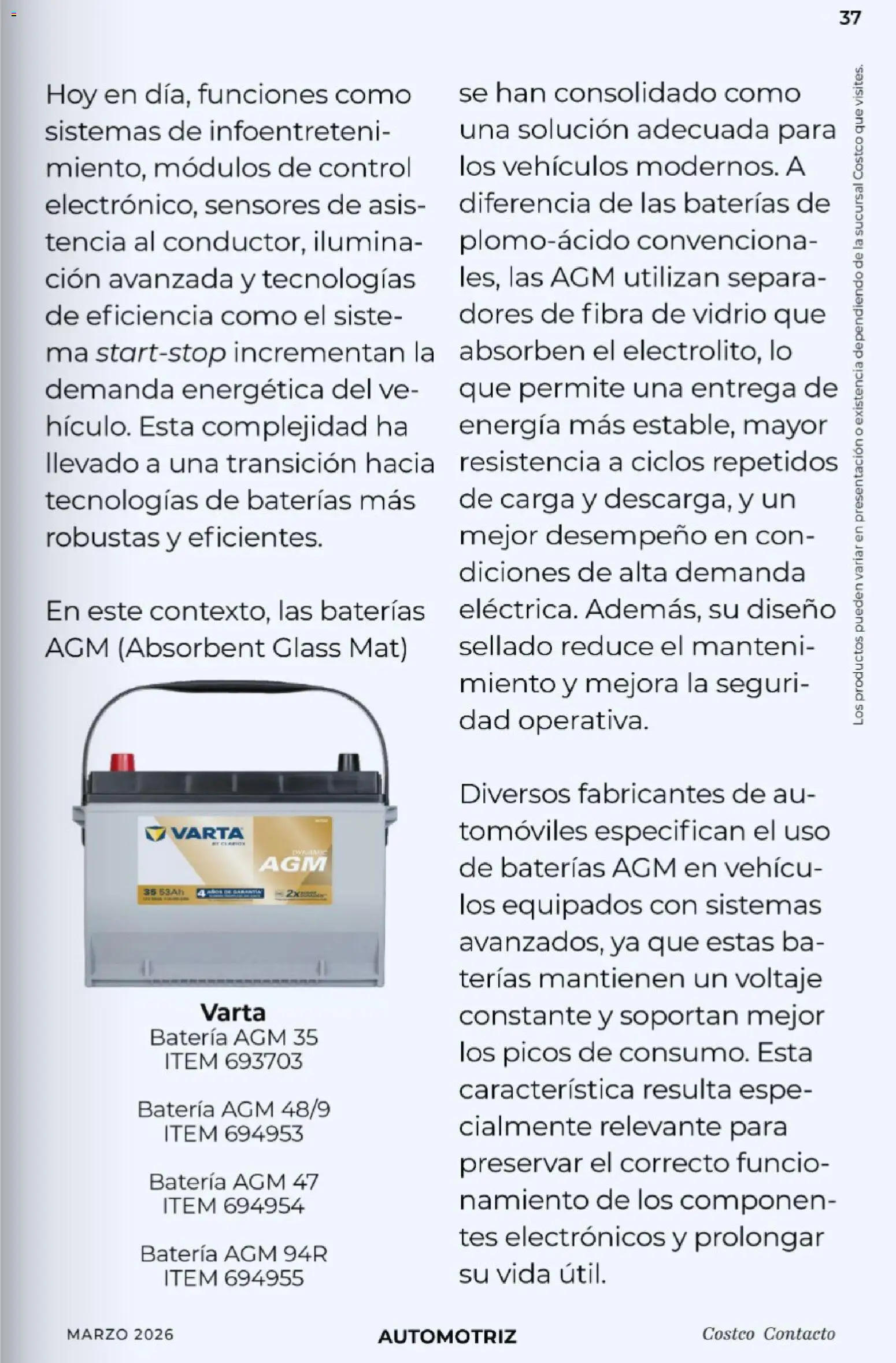 Nuevas ofertas de Costco válidas en toda la República Mexicana desde el 01.03.2026. ¡Encuentra las mejores ofertas en Costco Revista de marzo! | Página: 37 | Productos: Batería