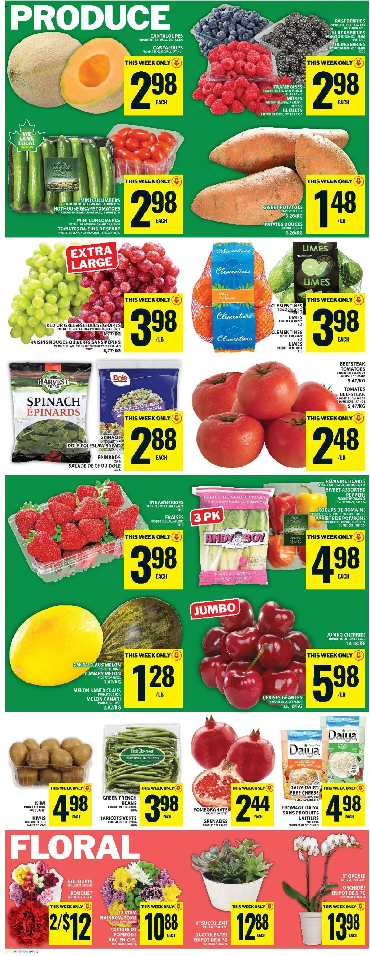 Food Basics flyer valid from 01.01.2026 | Page: 4 | Products: Cucumbers, Potatoes, Cheese, Tomatoes