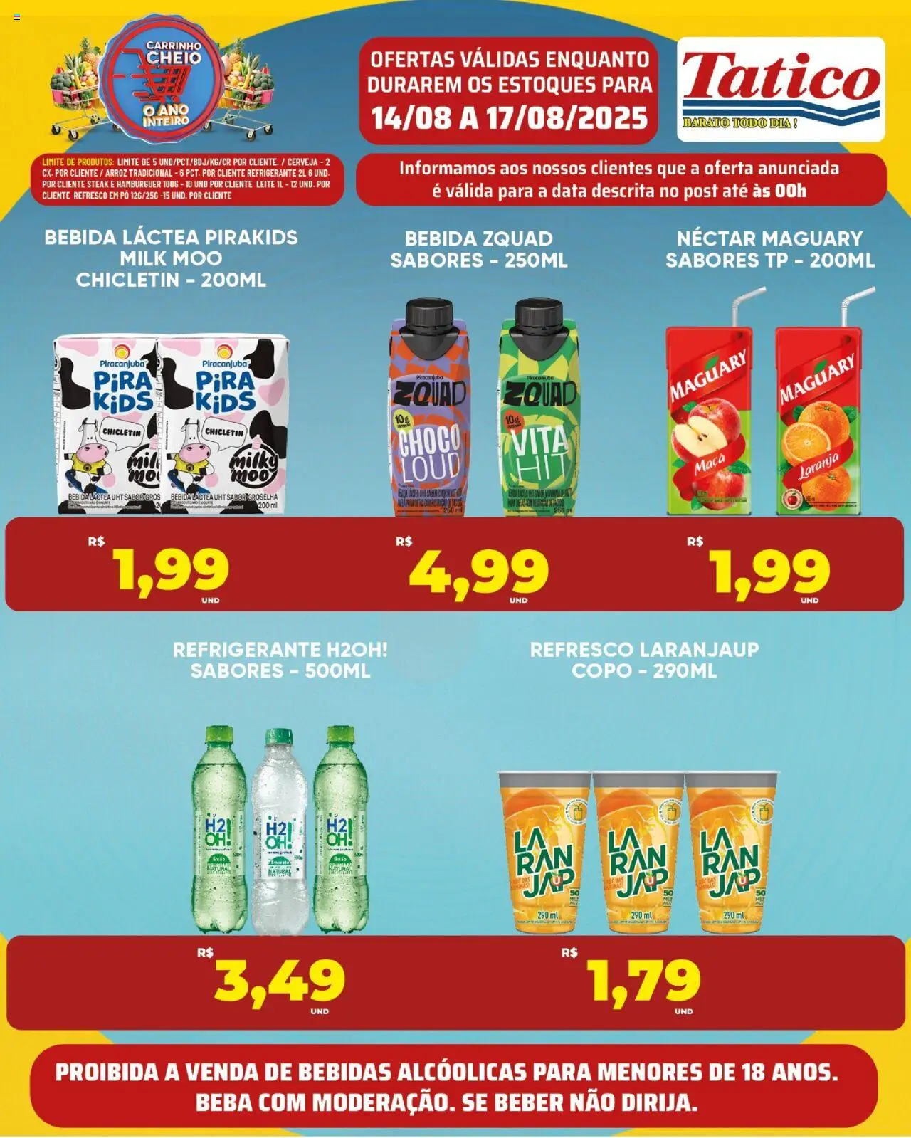 Tatico Folheto - válido de 14.08.2025 | Página: 4 | Produtos: Leite, Cerveja, Hambúrguer, Refrigerante
