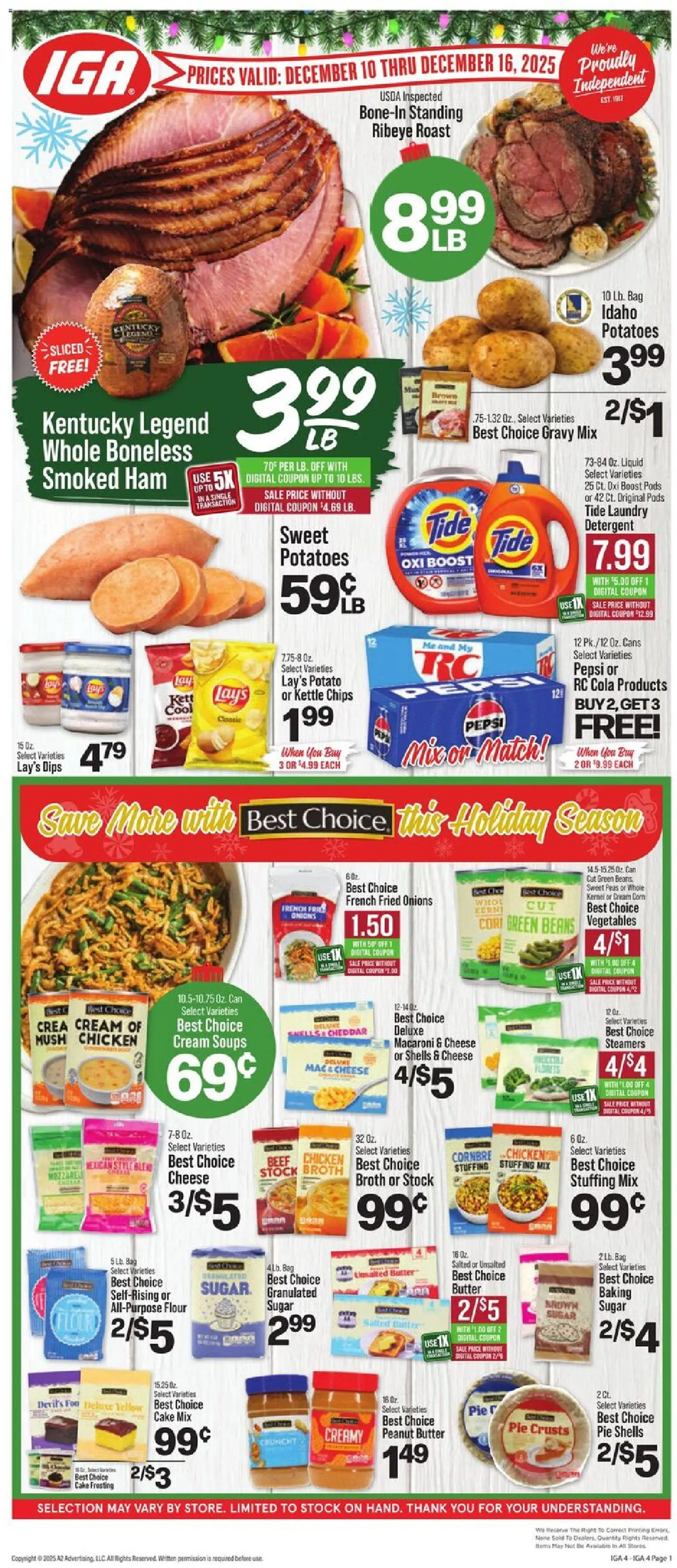 IGA Weekly Ad - valid from 10.12.2025 | Page: 1 | Products: Cheese, Chips, Bag, Kettle