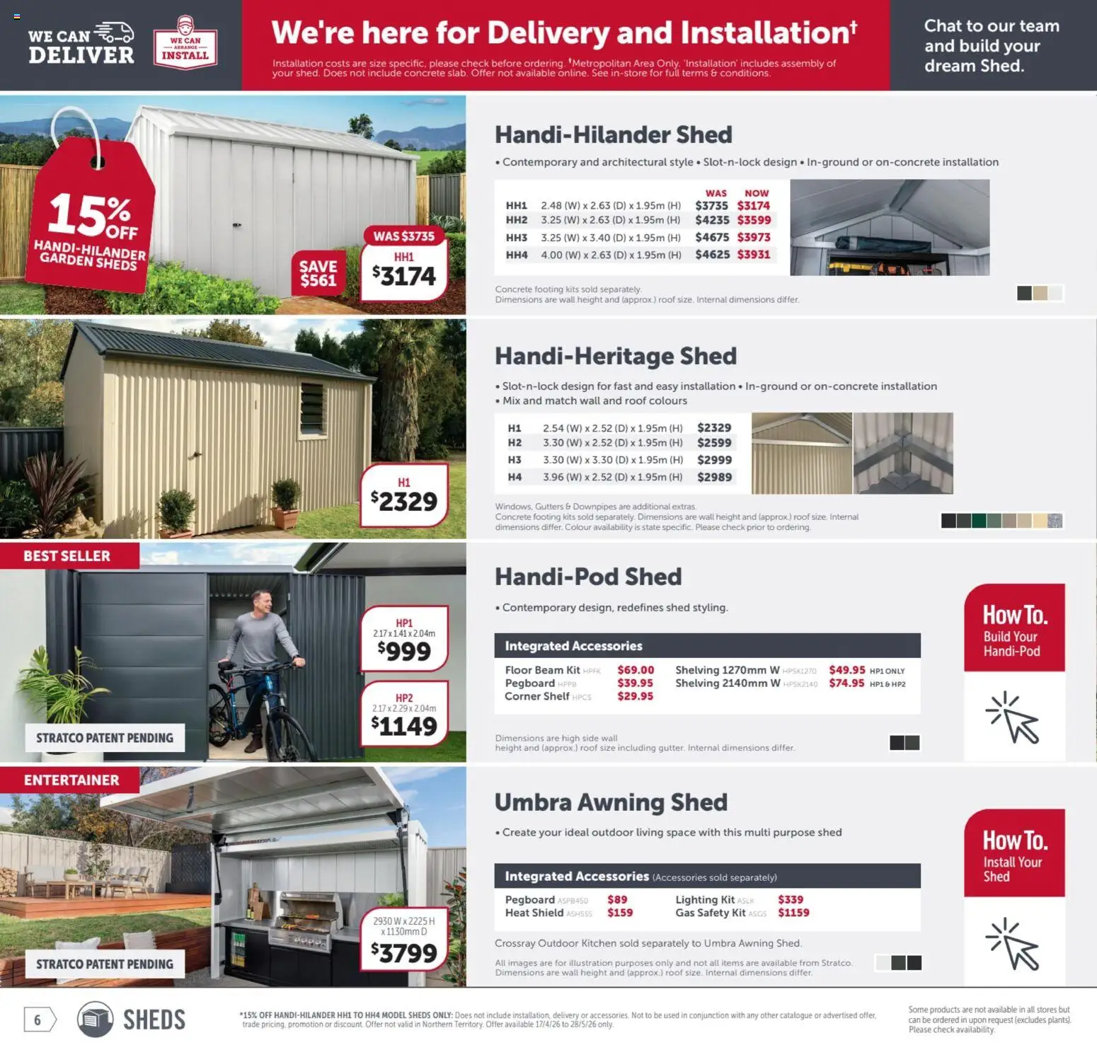 Stratco catalogue - valid from 17.04.2026 | Page: 6 | Products: Shelf, Kits, Shed, Accessories