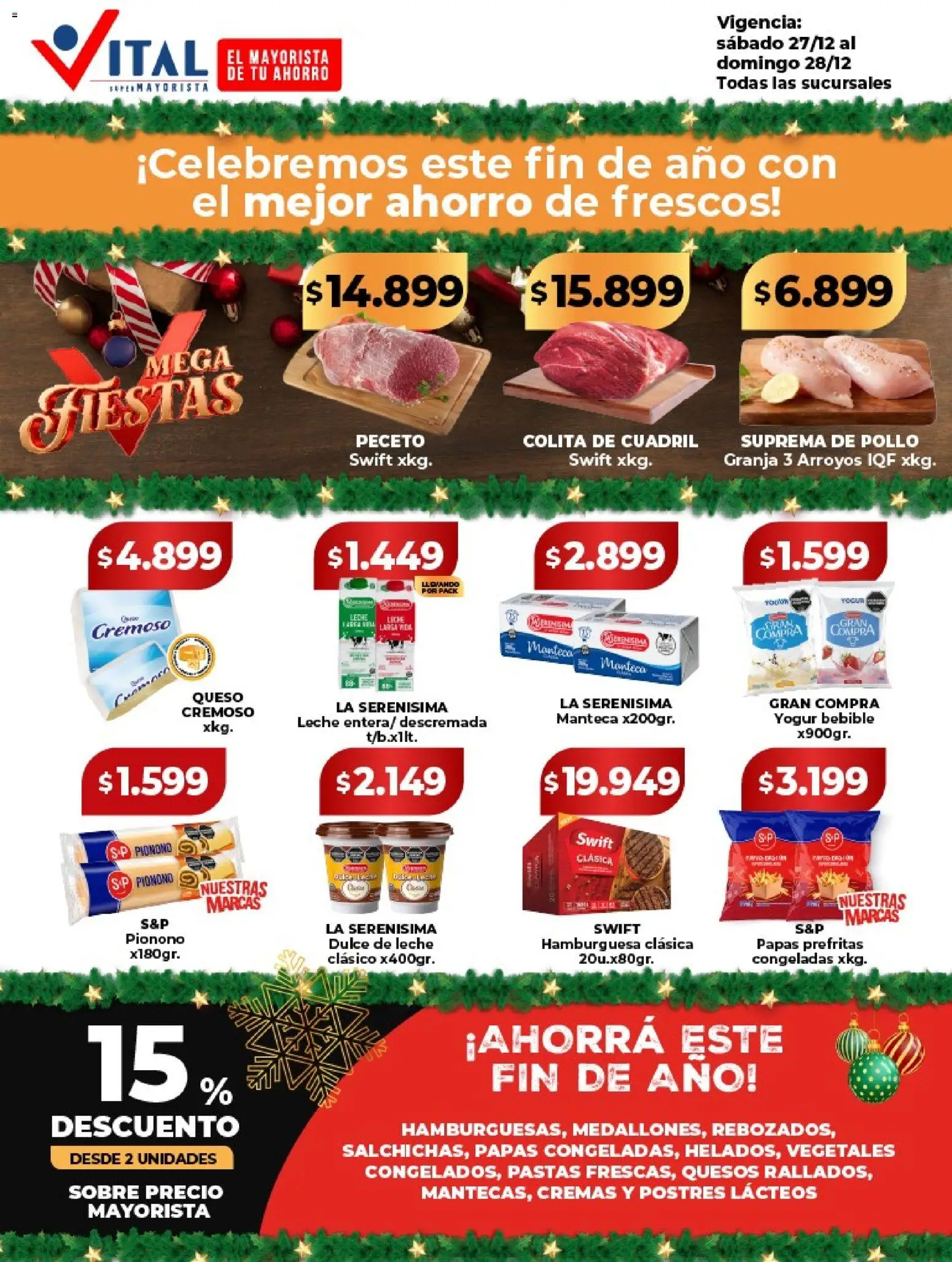 Vital - Ofertas fin │ válido desde el 27.12.2025 | Página: 2 | Productos: Dulce de leche, Manteca, Yogur, Pionono