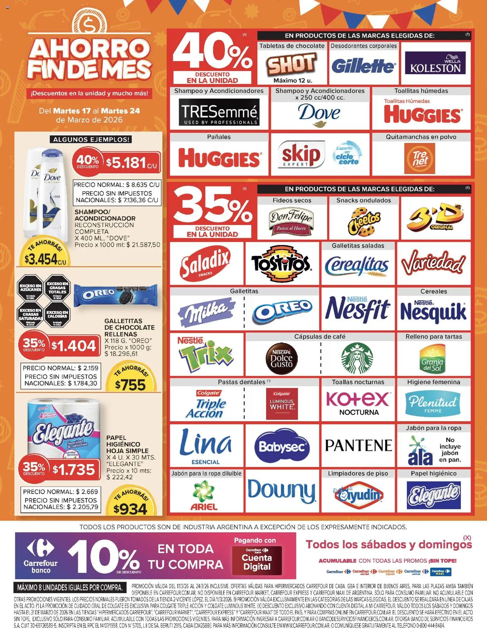 Carrefour ofertas │ válido desde el 17.03.2026 | Página: 8 | Productos: Galletitas, Polvo, Toallitas húmedas, Café