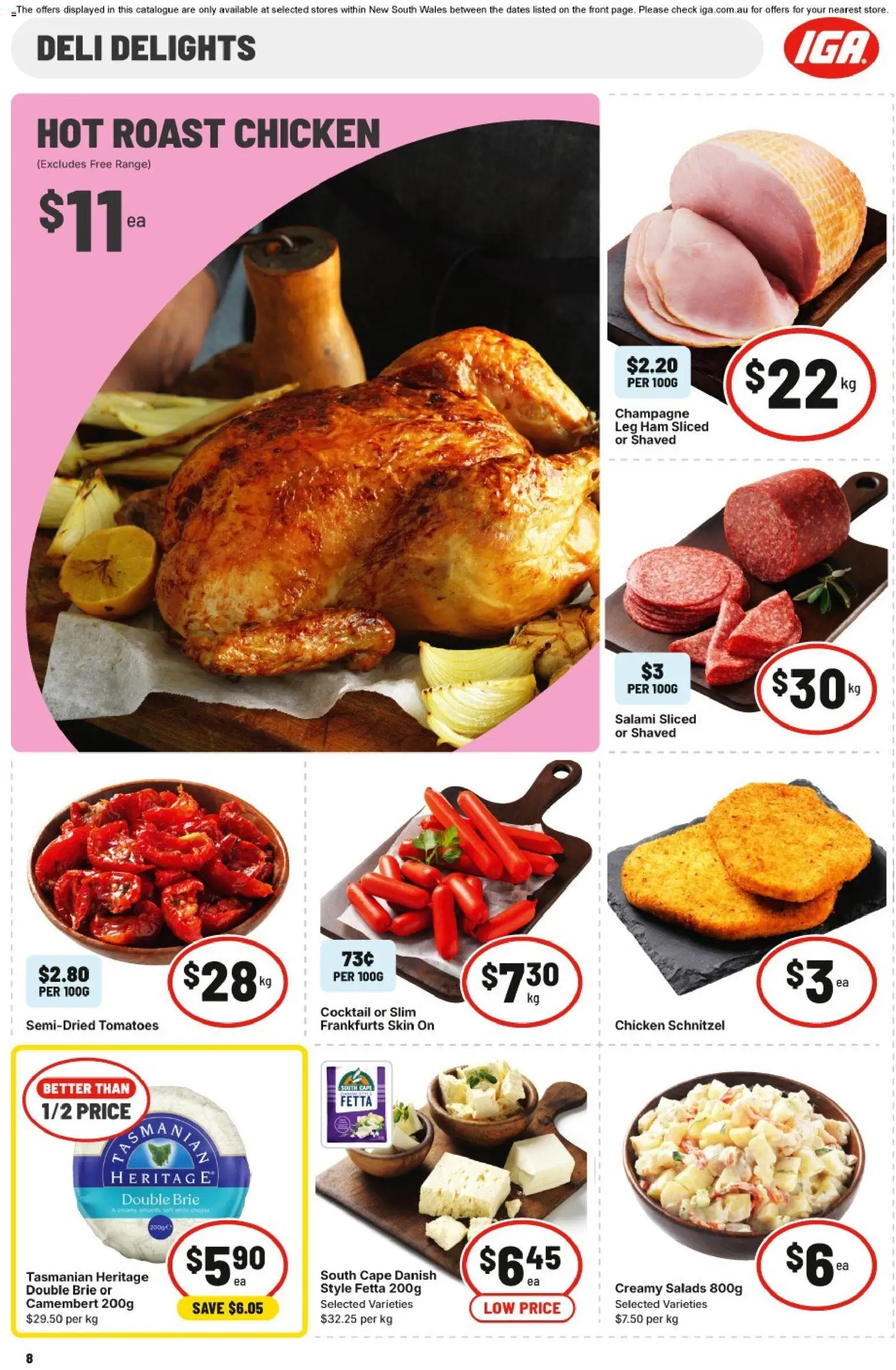 IGA catalogue - valid from 21.01.2026 | Page: 8 | Products: Salami, Ham, Chicken, Tomatoes