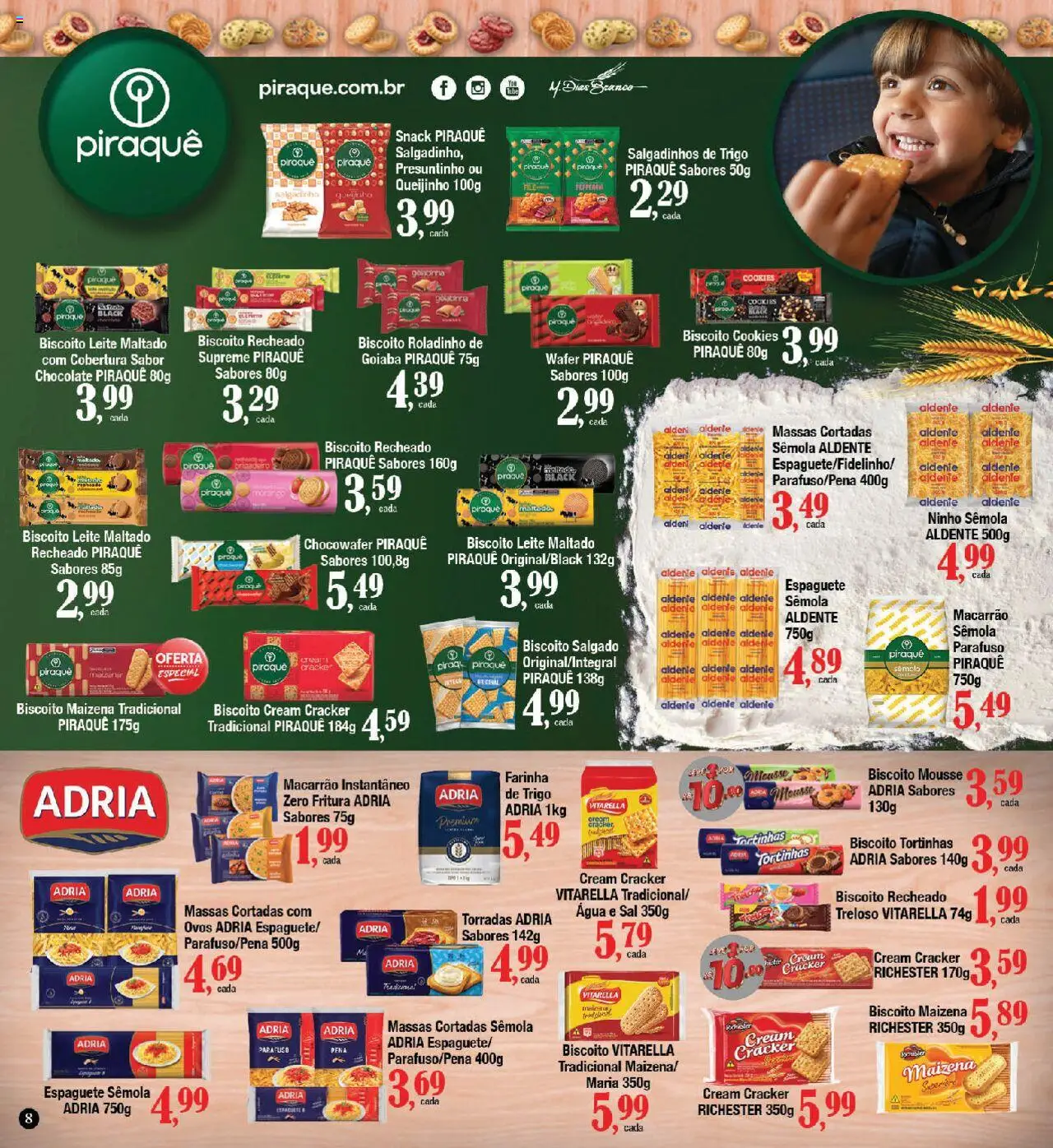 Supermercados Unidos Folheto - válido de 18.08.2025 | Página: 8 | Produtos: Goiaba, Leite, Chocolate, Macarrão