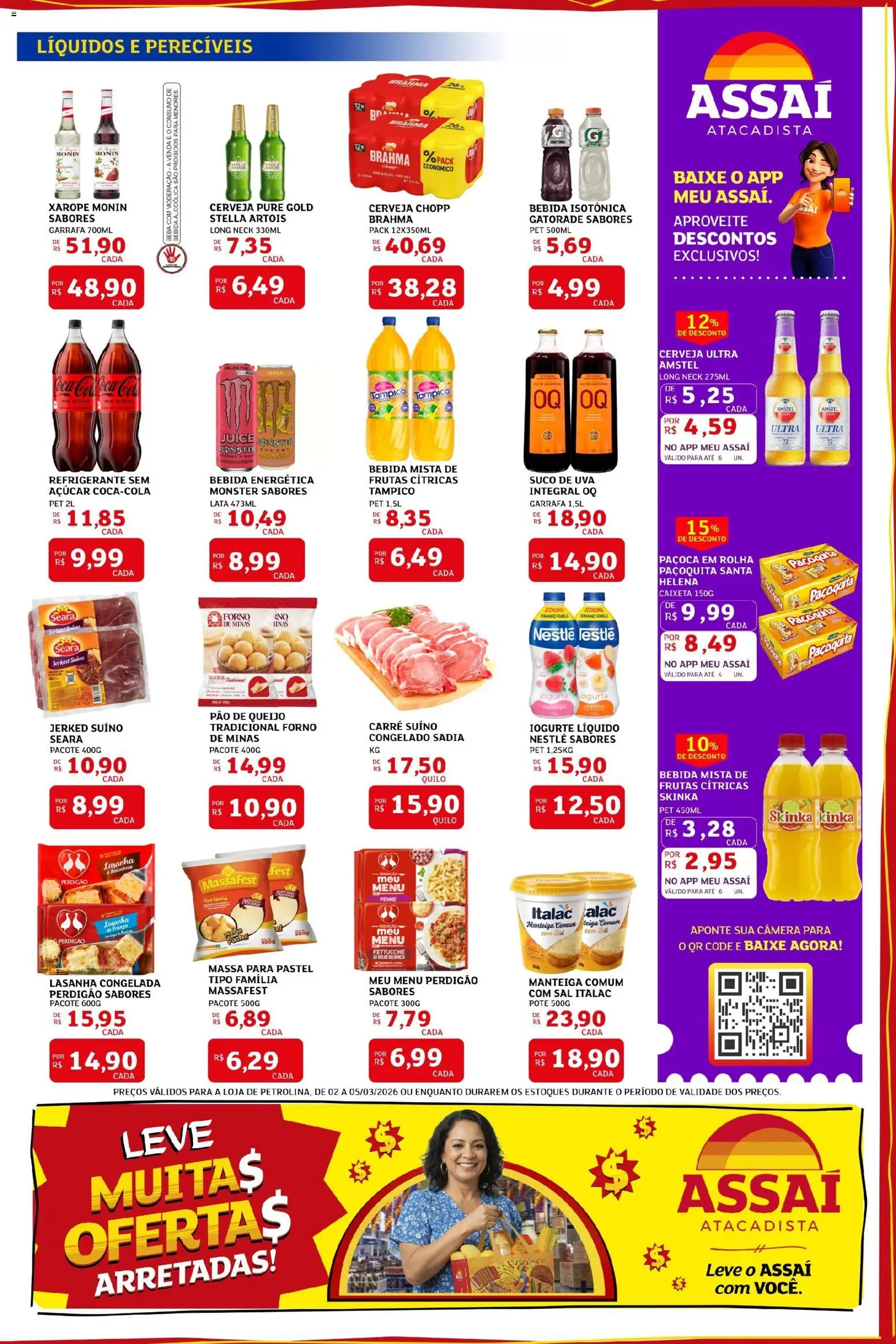 Assaí Atacadista Folheto - válido de 02.03.2026 | Página: 3 | Produtos: Gatorade, Queijo, Pão, Açúcar