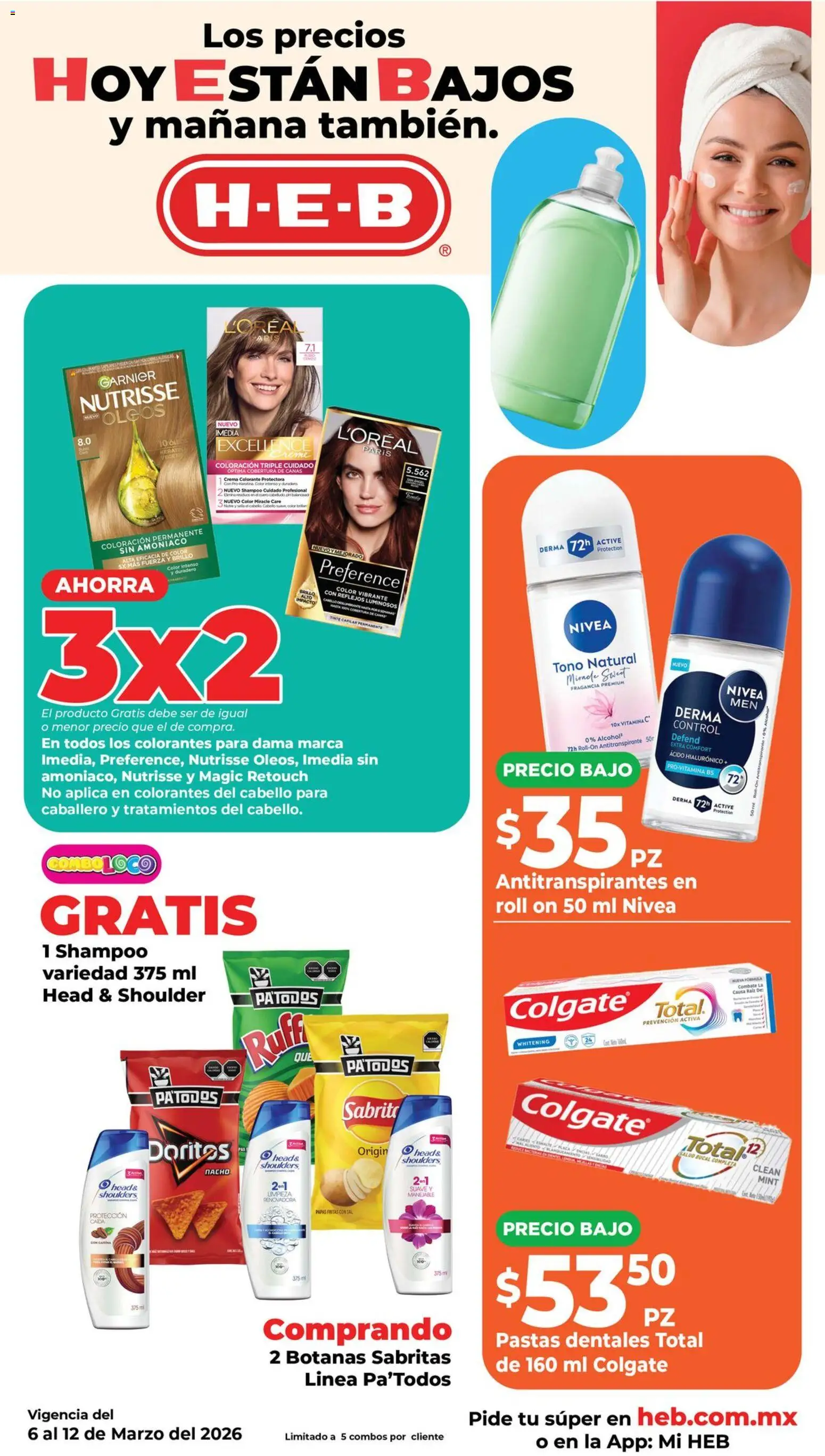 Nuevas ofertas de H-E-B válidas en toda la República Mexicana desde el 06.03.2026. ¡Encuentra las mejores ofertas en H-E-B folleto! | Página: 12 | Productos: Antitranspirante, Crema, Papas fritas, Fragancia