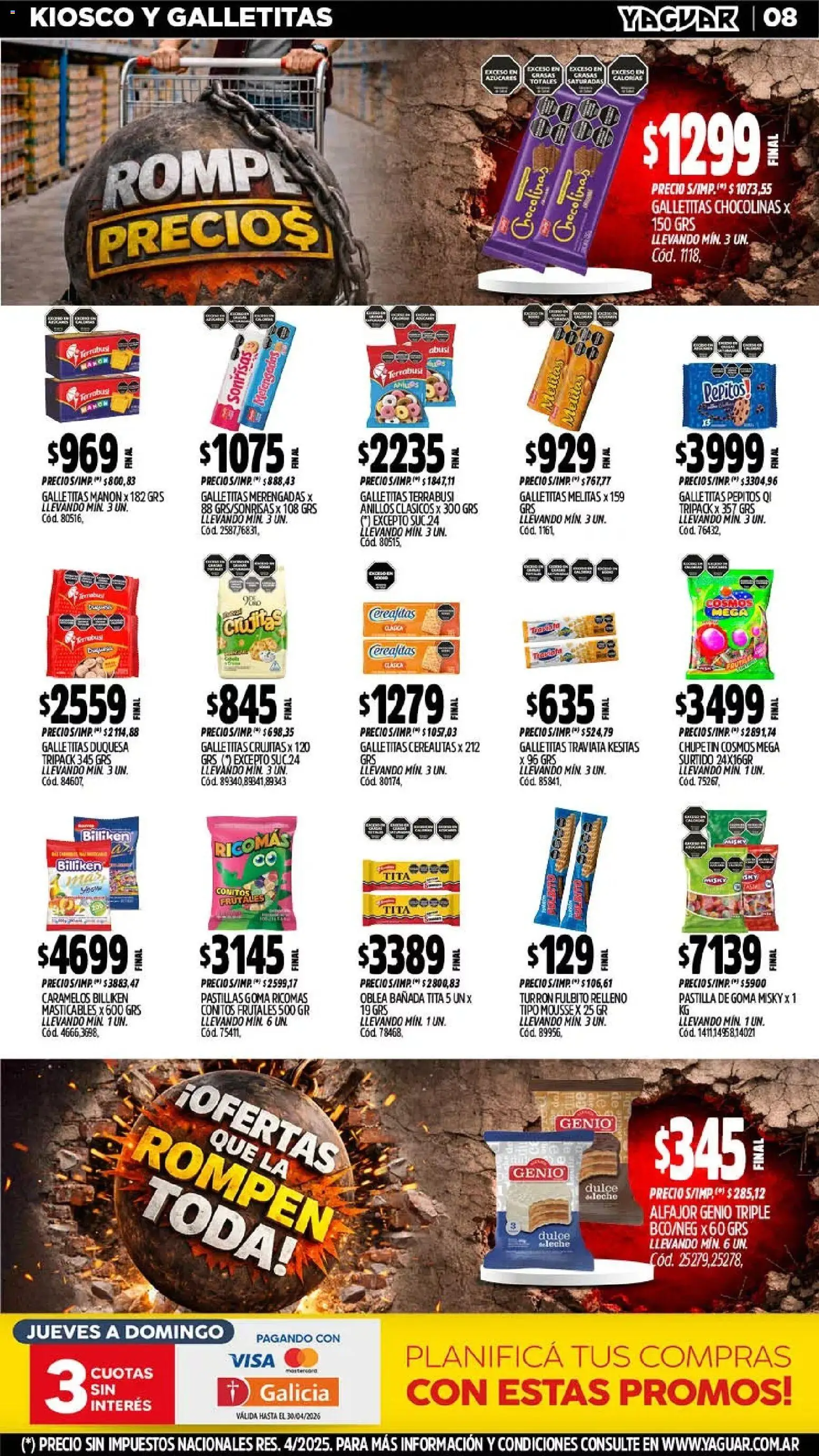 Yaguar catálogo │ válido desde el 06.04.2026 | Página: 8 | Productos: Galletitas, Mousse, Alfajor, Turrón