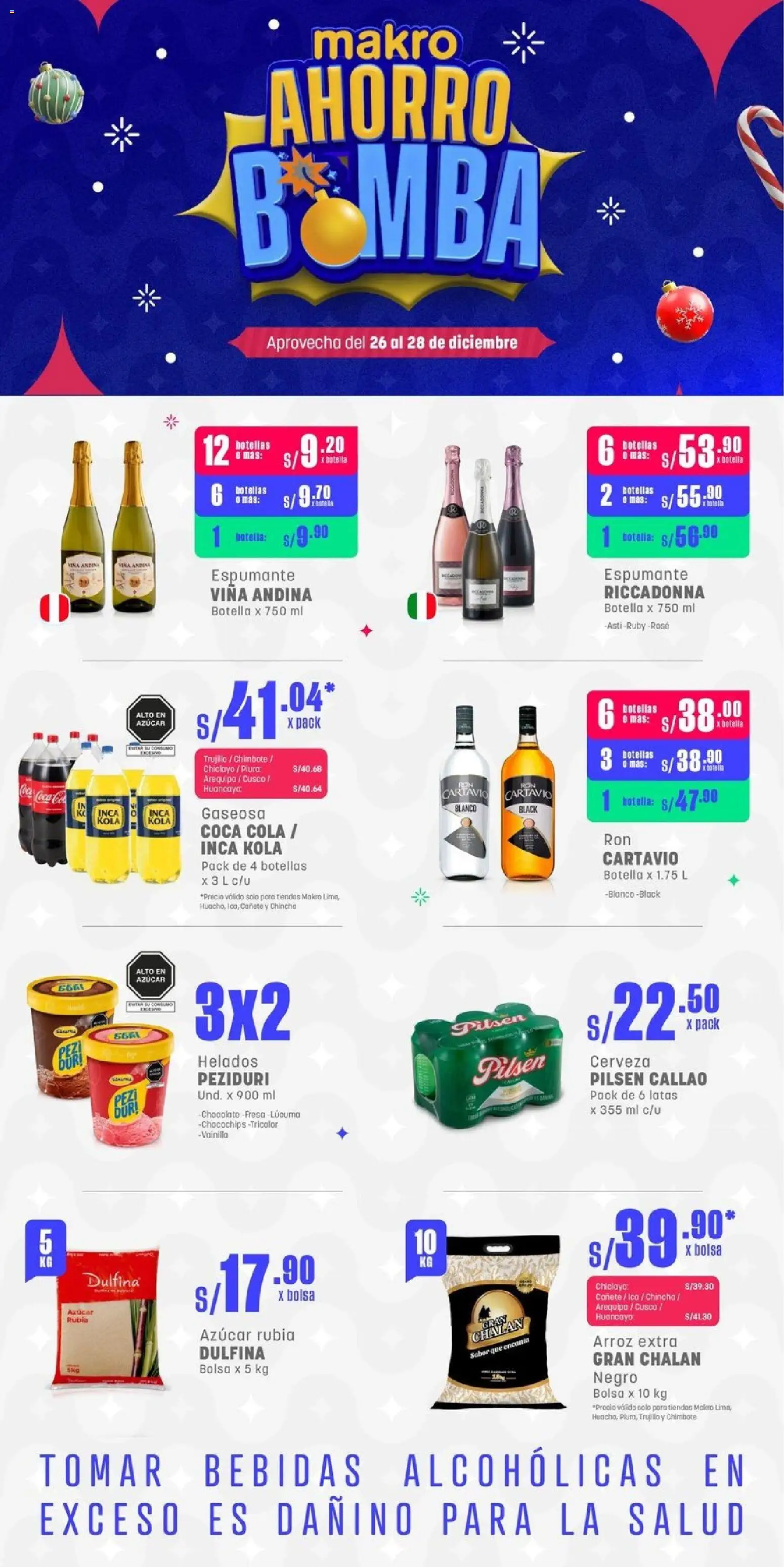 Catálogo Makro válido desde 26.12.2025 | Página: 1 | Productos: Chocolate, Cerveza, Arroz, Bolsa