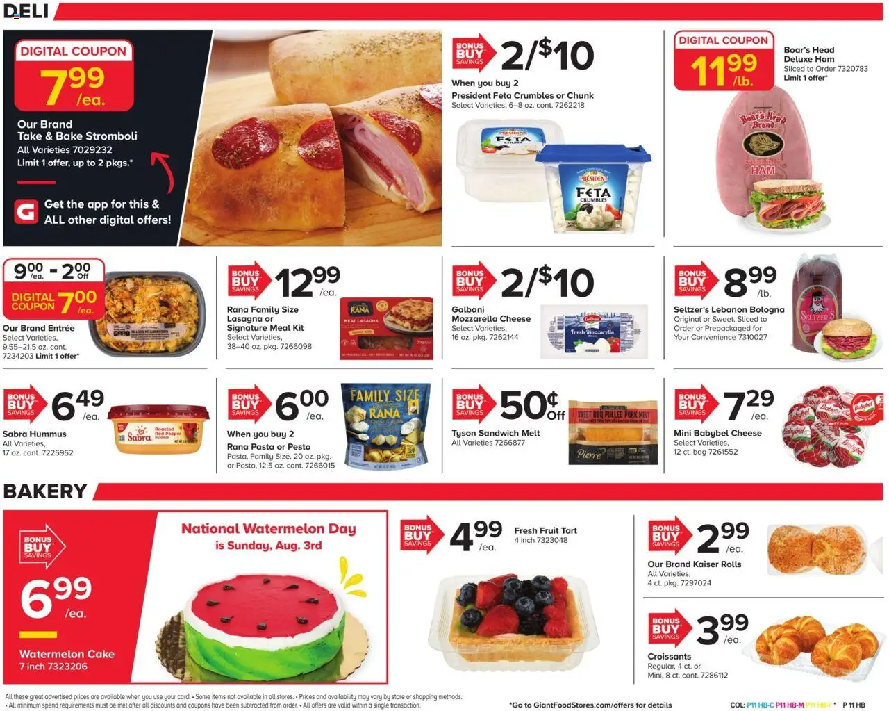 Giant Weekly Ad - valid from 01.08.2025 | Page: 12 | Products: Bakery, Ham, Watermelon, Bag