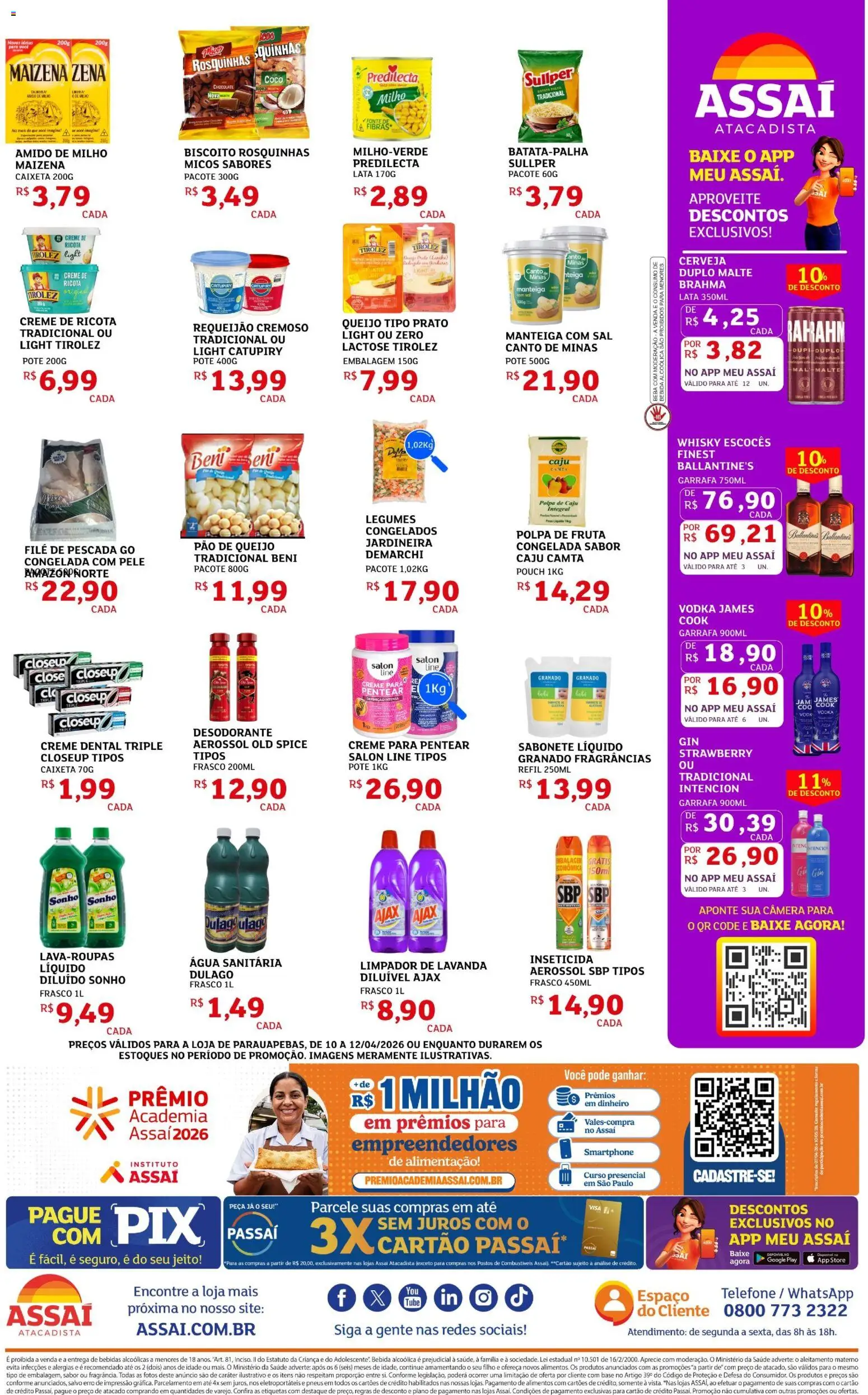 Assaí Atacadista Folheto - válido de 10.04.2026 | Página: 2 | Produtos: Chocolate, Sal, Requeijão, Pão de queijo
