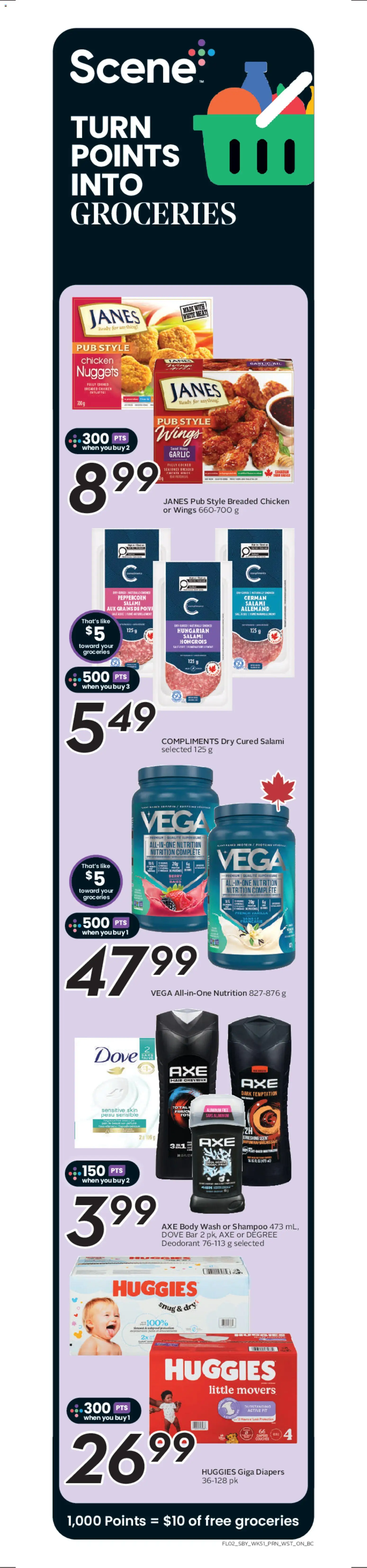 Safeway flyer valid from 16.04.2026 | Page: 3 | Products: Shampoo, Body wash, Salami, Chicken