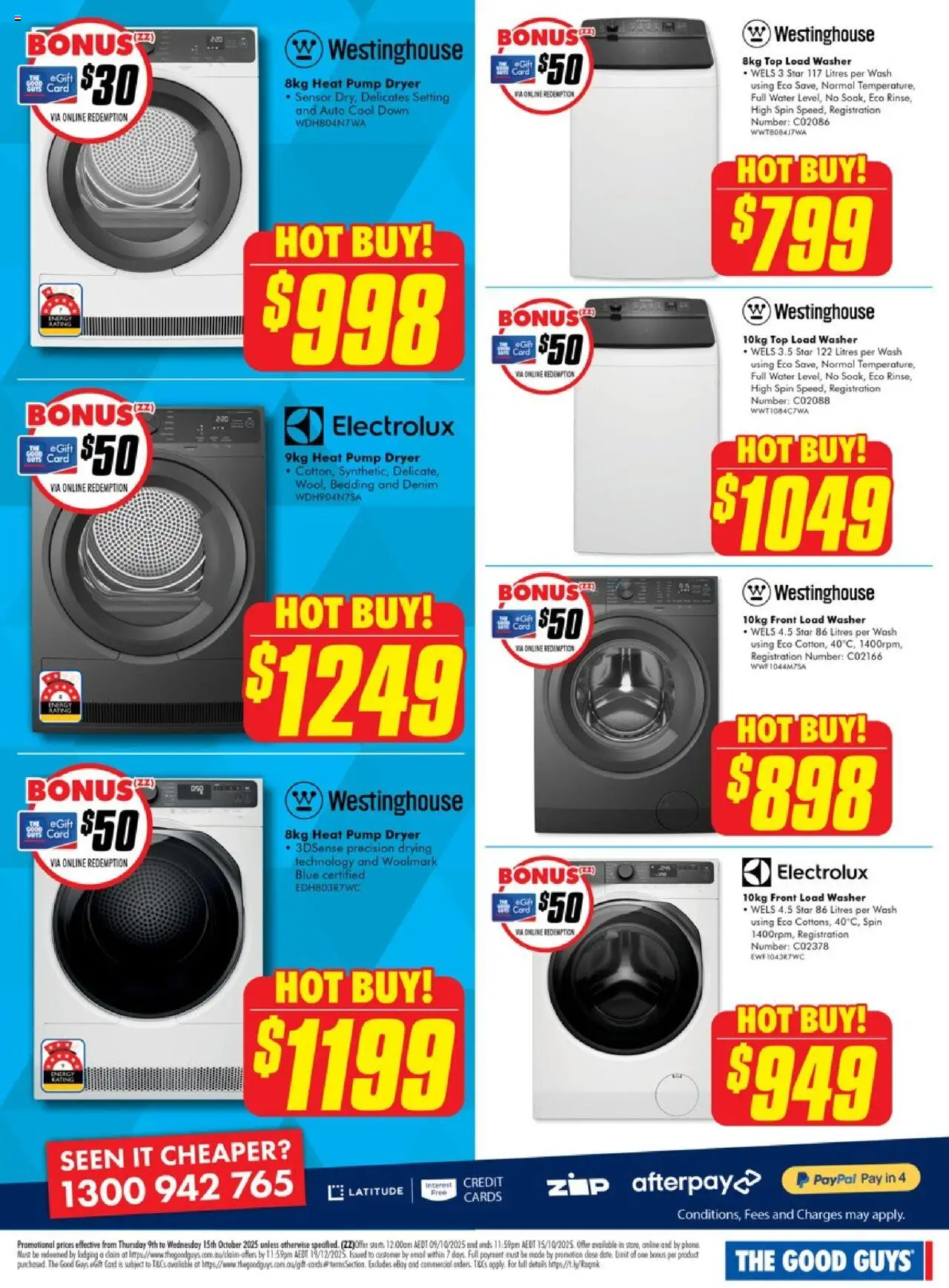 The Good Guys catalogue - valid from 08.10.2025 | Page: 7 | Products: Denim, Water, Dryer, Washer