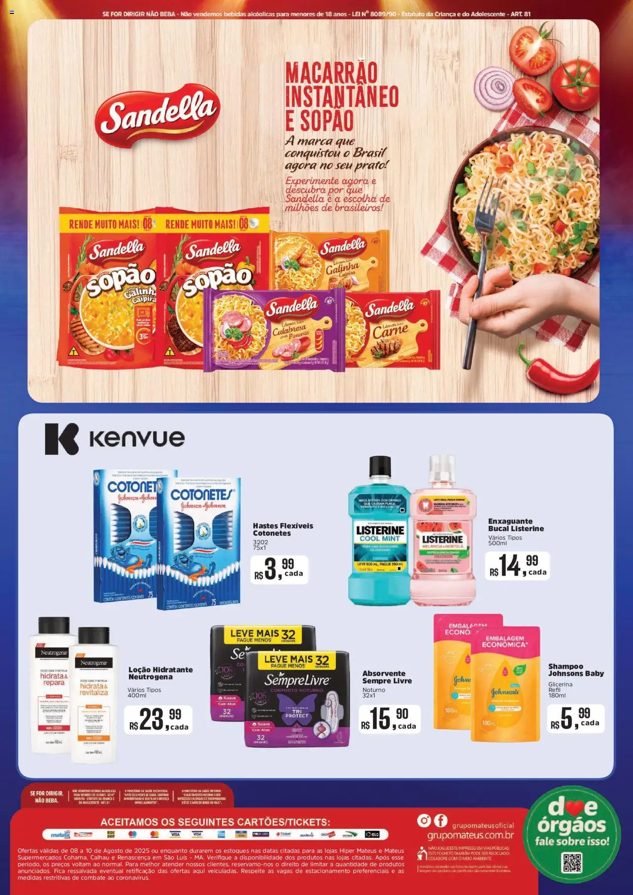 Mateus Folheto - válido de 08.08.2025 | Página: 4 | Produtos: Melancia, Macarrão, Body, Sempre Livre