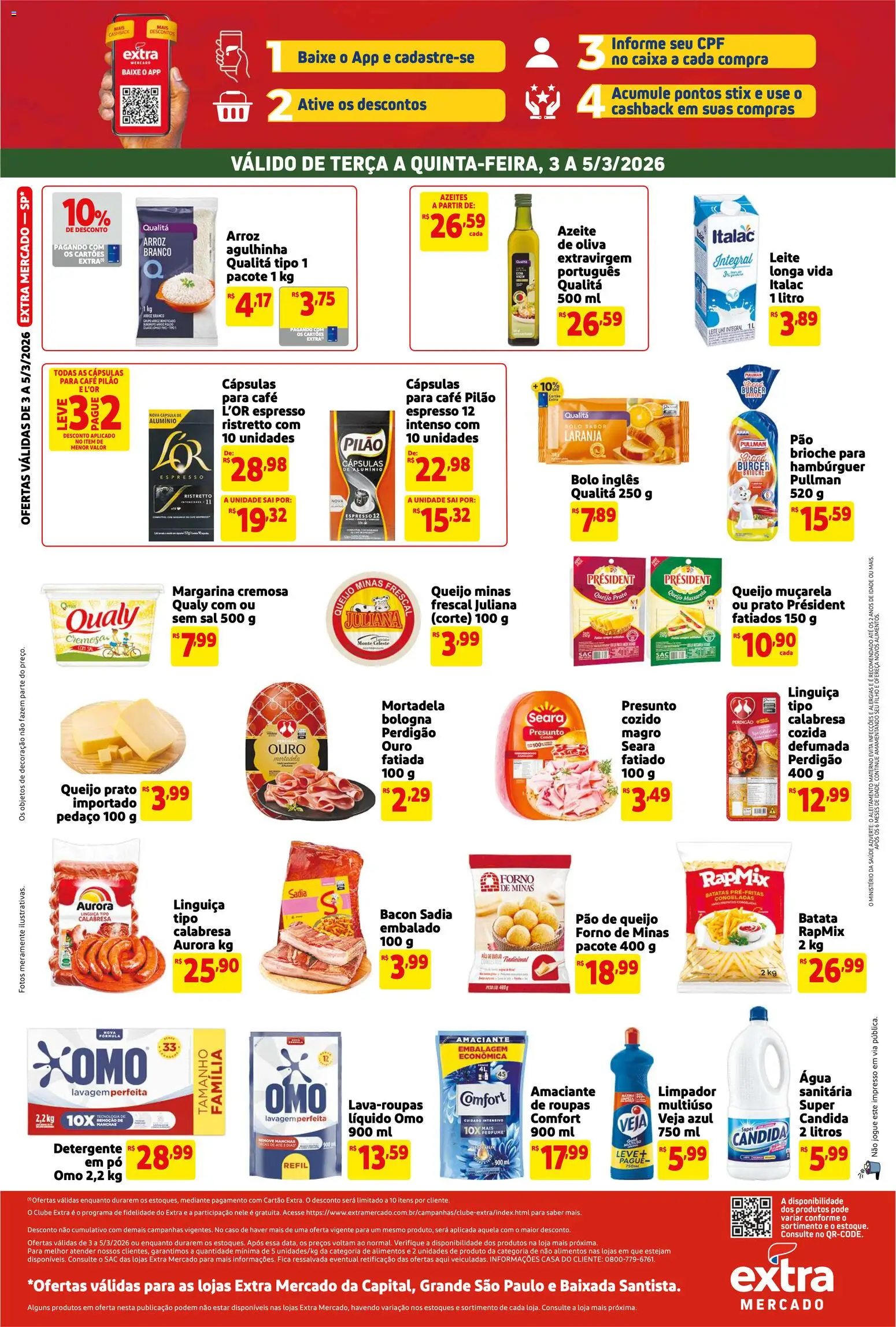 Extra Folheto - válido de 03.03.2026 | Página: 2 | Produtos: Forno, Leite, Pão, Presunto
