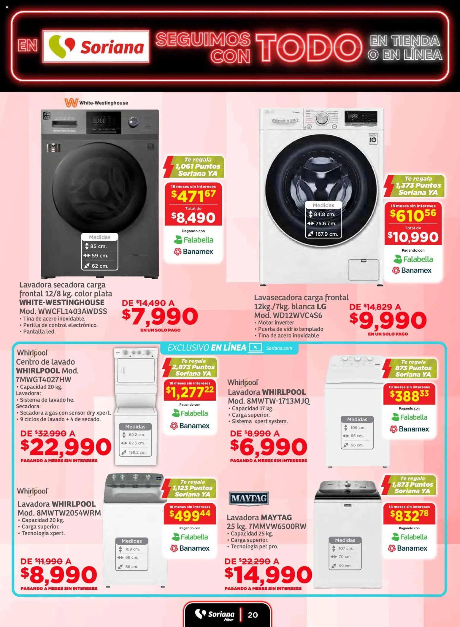 Nuevas ofertas de Soriana válidas en toda la República Mexicana desde el 19.11.2025. ¡Encuentra las mejores ofertas en Soriana - Seguimos con todo Súper Nacional! | Página: 20 | Productos: Secadora, Lavadora, Té