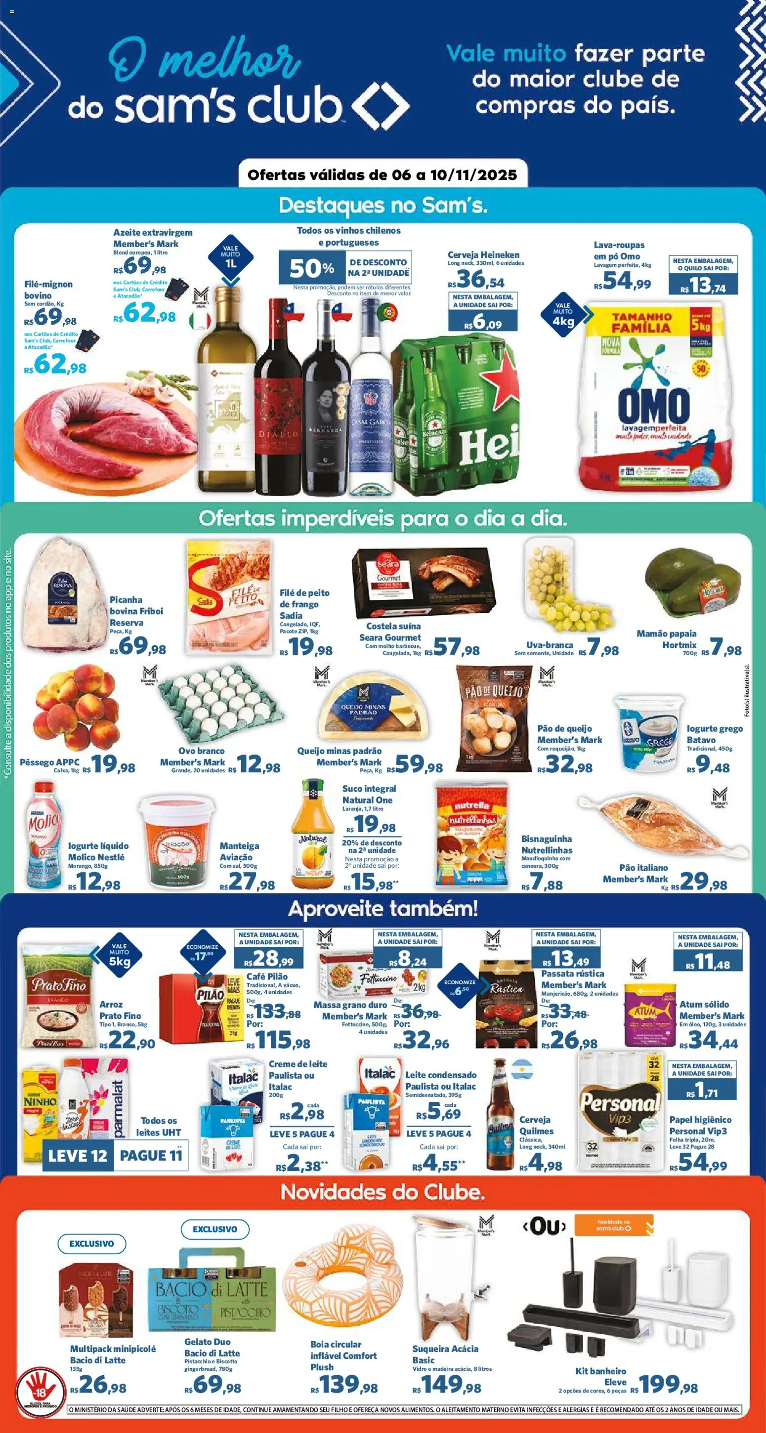 Sam's Club Folheto - válido de 06.11.2025 | Página: 1 | Produtos: Heineken, Mamão, Creme de leite, Pão de queijo