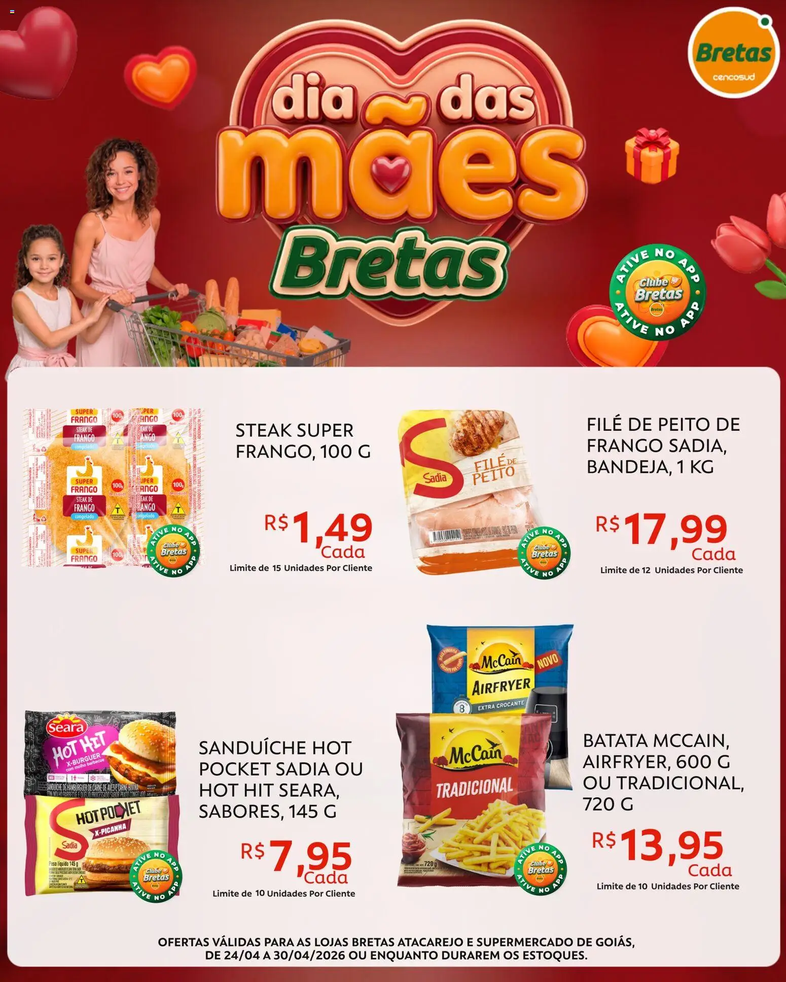 Bretas Folheto - válido de 24.04.2026 | Página: 1 | Produtos: Sanduíche, Carne, Batata, Frango