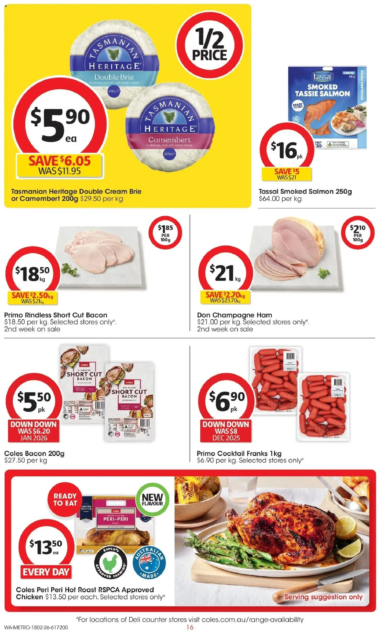 Coles catalogue - valid from 18.02.2026 | Page: 16 | Products: Bacon, Ham, Cream, Salmon