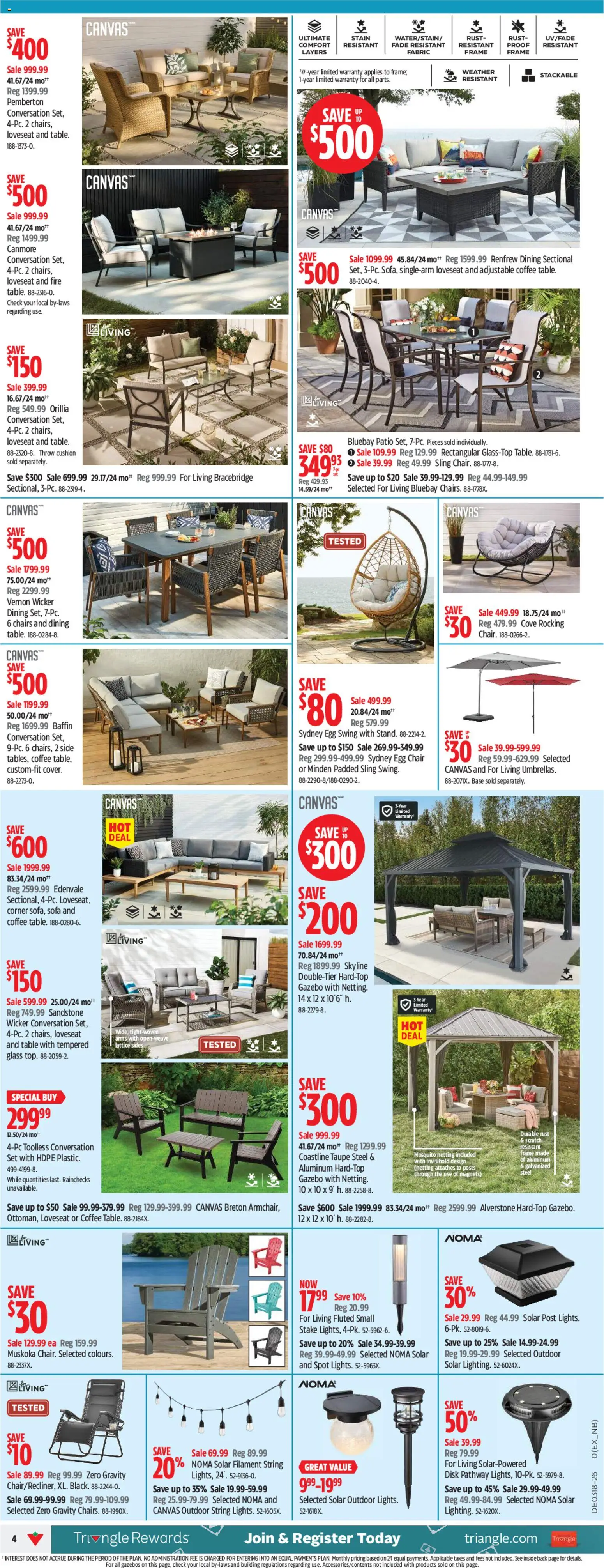 Canadian Tire flyer valid from 30.04.2026 | Page: 4 | Products: Sofa, Table, Chair, Coffee