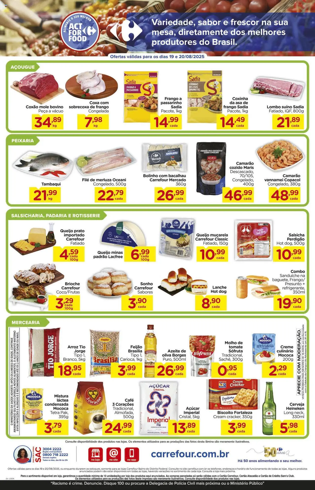 Carrefour Bairro Folheto - válido de 19.08.2025 | Página: 2 | Produtos: Bacalhau, Café, Arroz, Frango