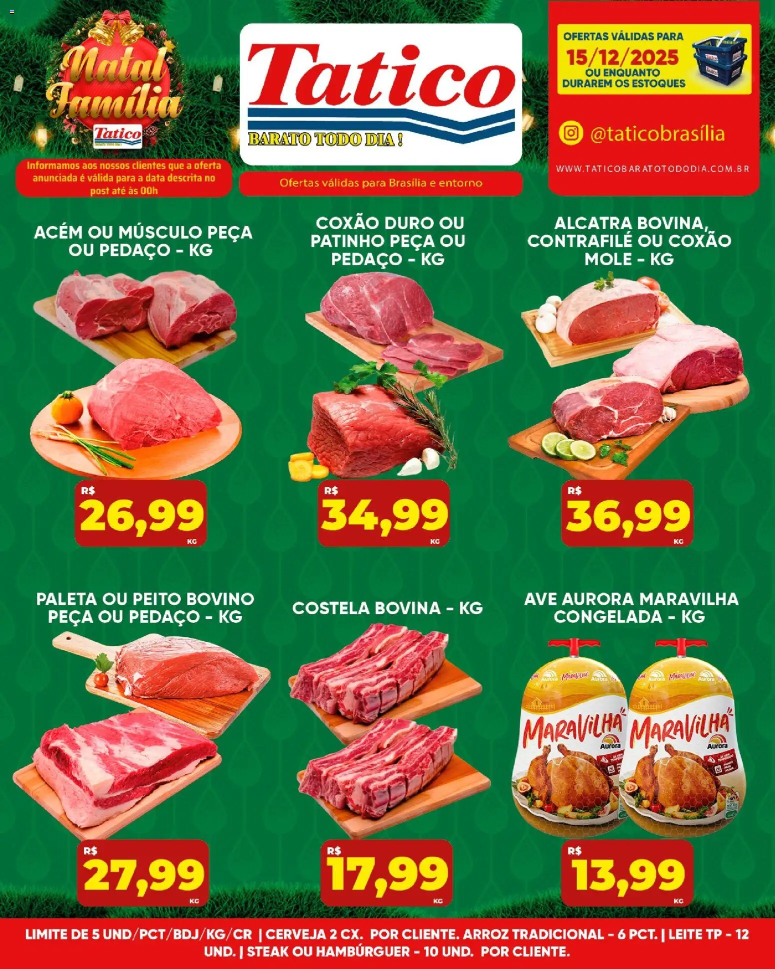 Tatico Folheto - válido de 15.12.2025 | Página: 7 | Produtos: Alcatra, Leite, Cerveja, Arroz