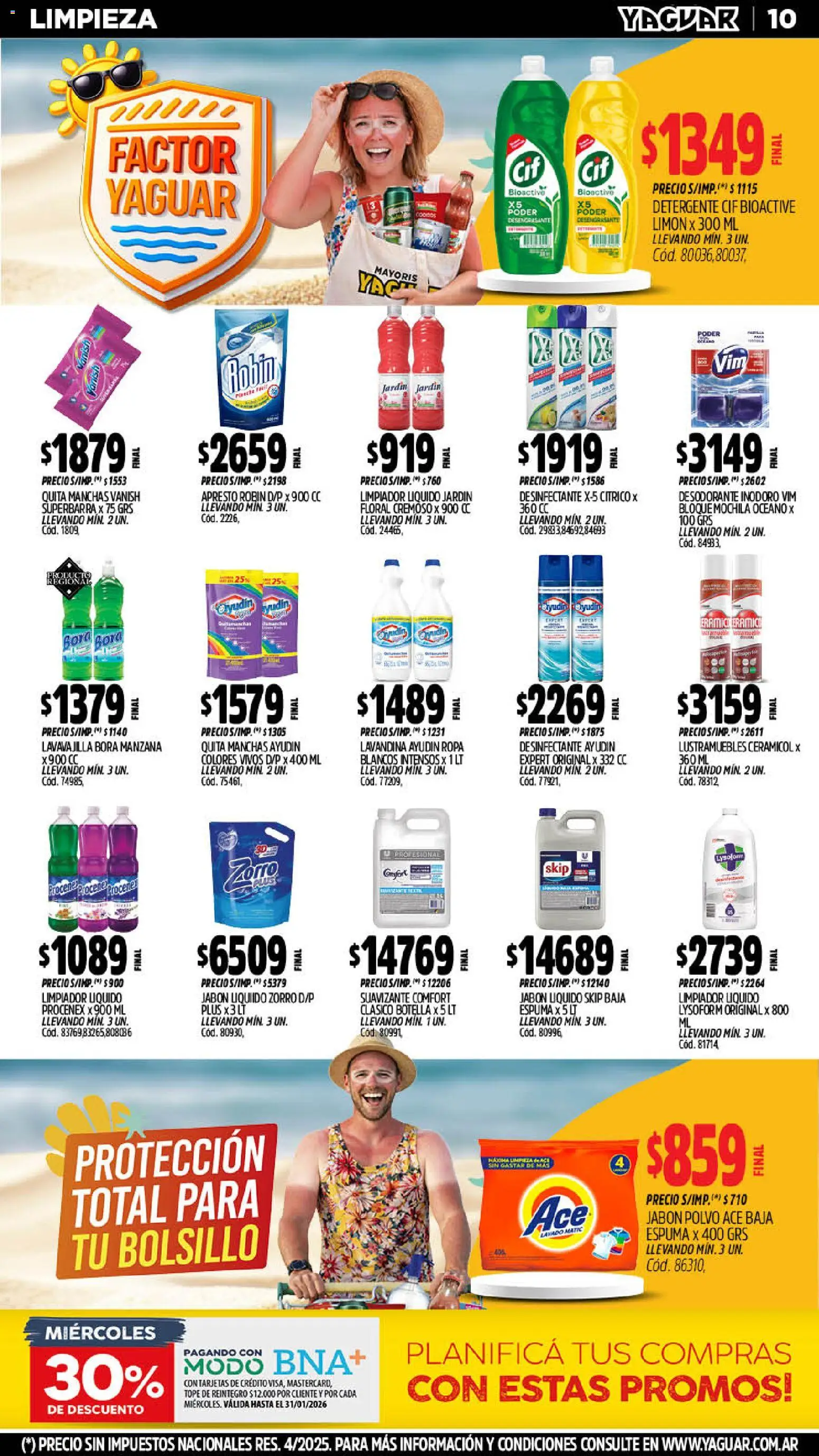 Yaguar - Oferta Semanal Santa Fé │ válido desde el 19.01.2026 | Página: 10 | Productos: Botella, Inodoro, Jabón líquido, Limón