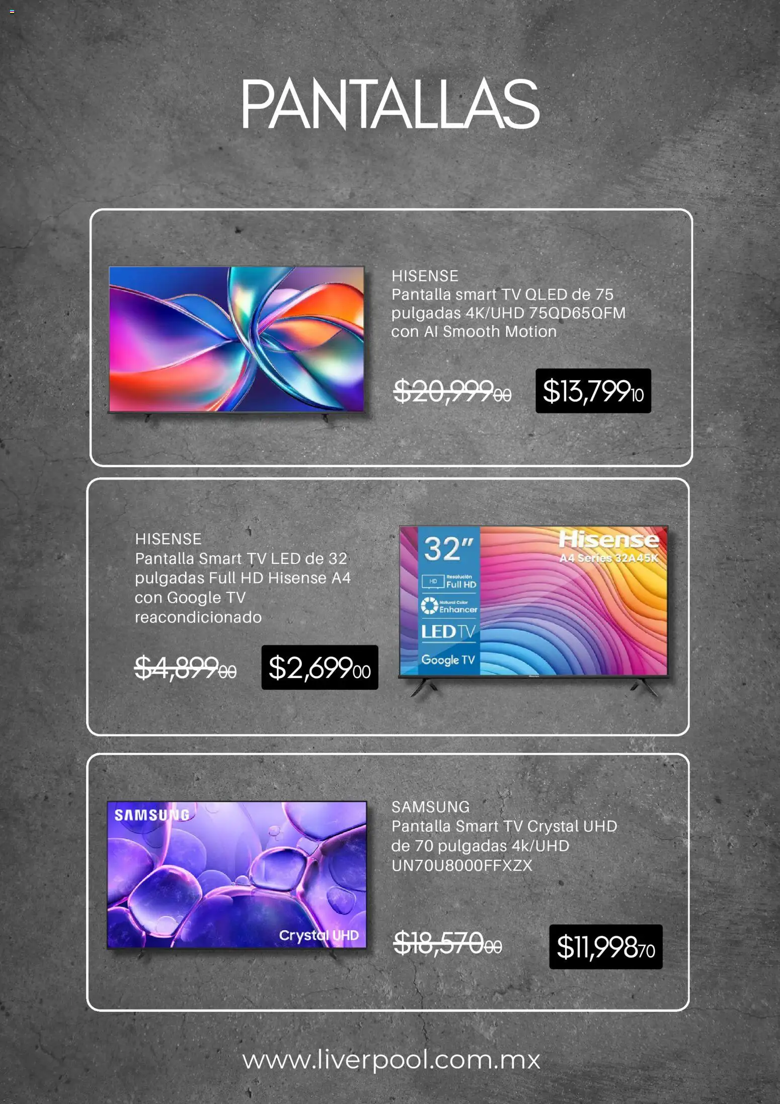 Nuevas ofertas de Liverpool válidas en toda la República Mexicana desde el 11.02.2026. ¡Encuentra las mejores ofertas en Liverpool catálogo Primavera! | Página: 2 | Productos: Pantallas