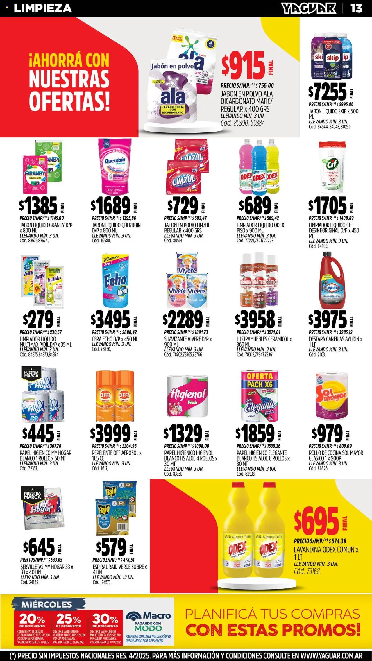 Yaguar - General Roca │ válido desde el 13.10.2025 | Página: 13 | Productos: Repelente, Polvo, Cera, Pasta