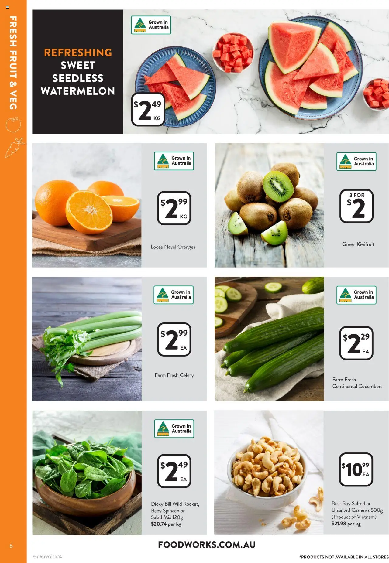 Foodworks catalogue - valid from 06.08.2025 | Page: 6 | Products: Kiwifruit, Cucumbers, Salad, Watermelon