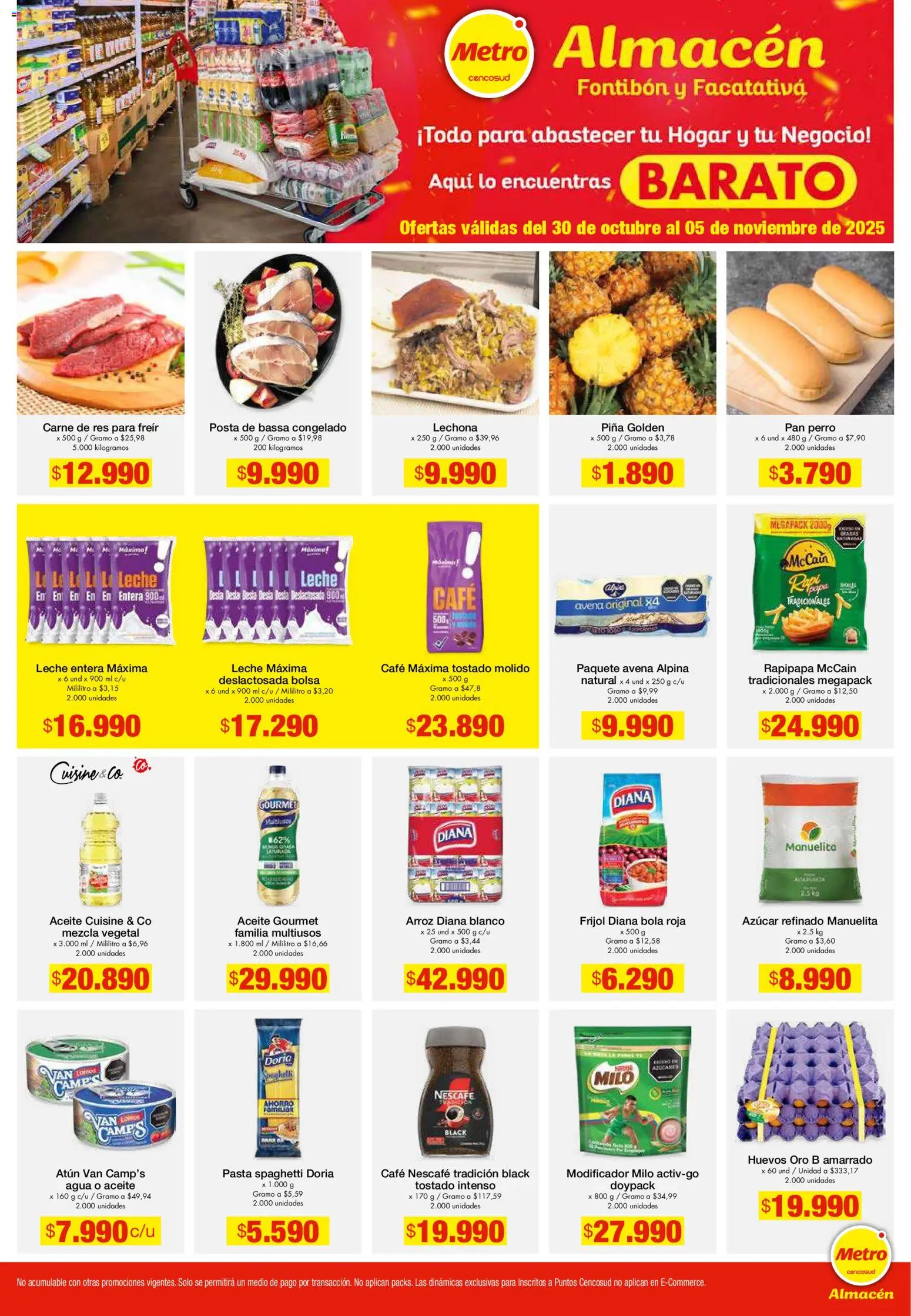 Metro revista - valida desde el 30.10.2025 | Página: 1 | Productos: Piña, Bolsa, Huevos, Café