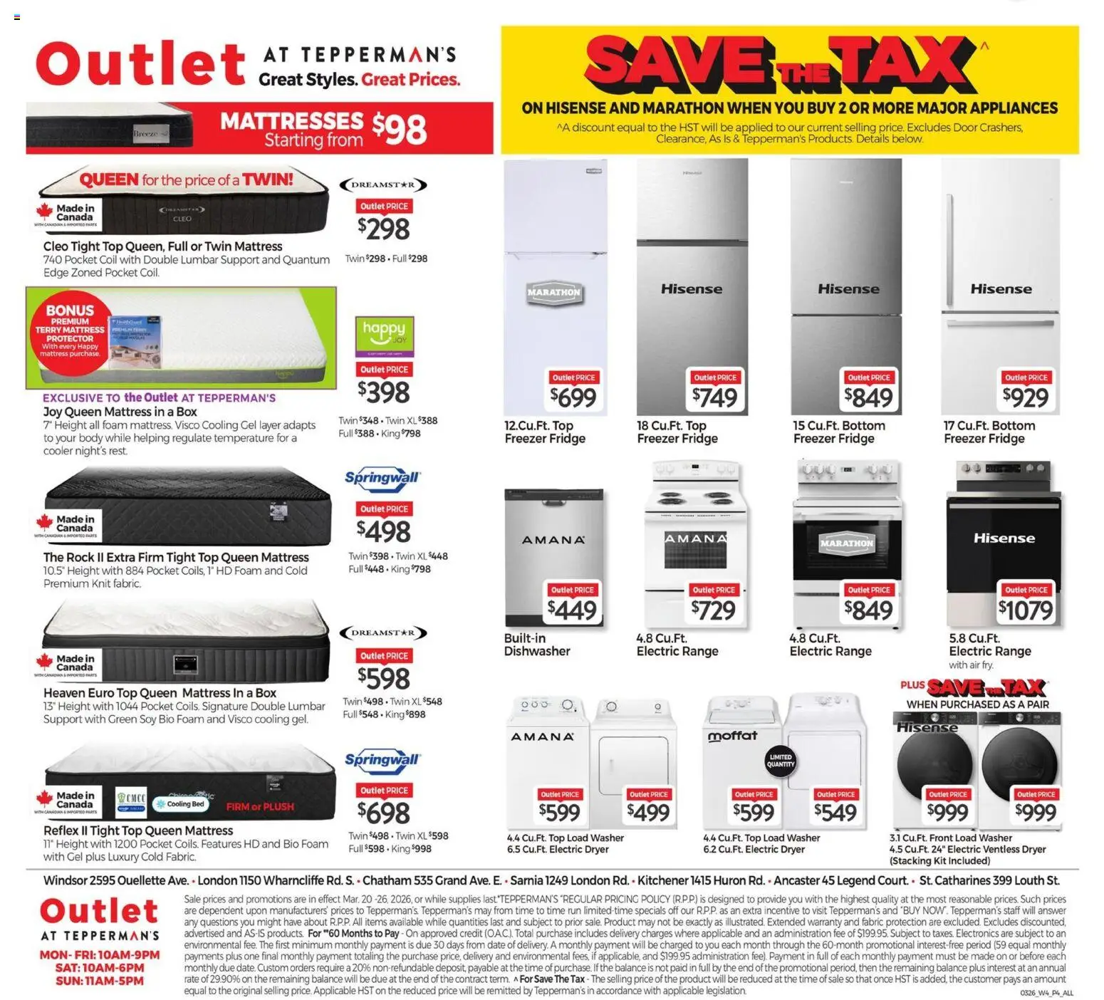 Tepperman's flyer - Outlet flyer valid from 20.03.2026 | Page: 4 | Products: Dishwasher, Bed, Mattress, Box