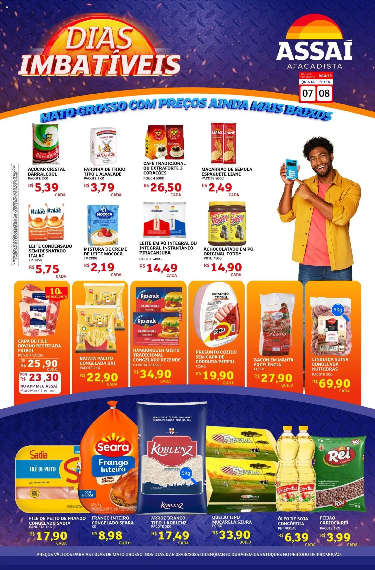Assaí Atacadista Folheto - válido de 07.08.2025 | Página: 1 | Produtos: Presunto, Creme, Mussarela, Peito de frango