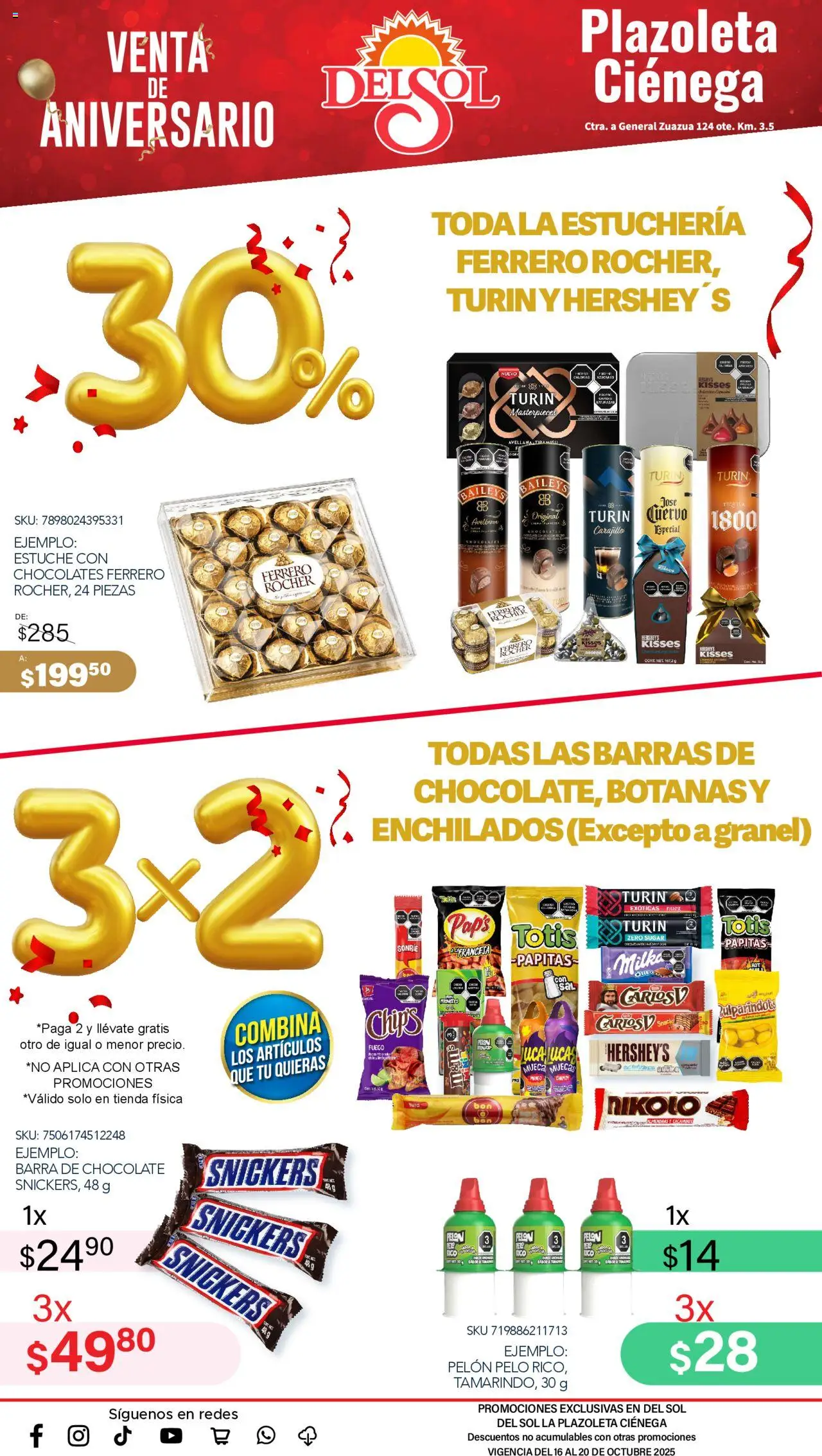 Nuevas ofertas de Del Sol y Woolworth válidas en toda la República Mexicana desde el 16.10.2025. ¡Encuentra las mejores ofertas en Del Sol y Woolworth - Catálogo Aniversario Apertura Del Sol Ciénega! | Página: 19 | Productos: Estuche, Chocolate, Nuez, Barra