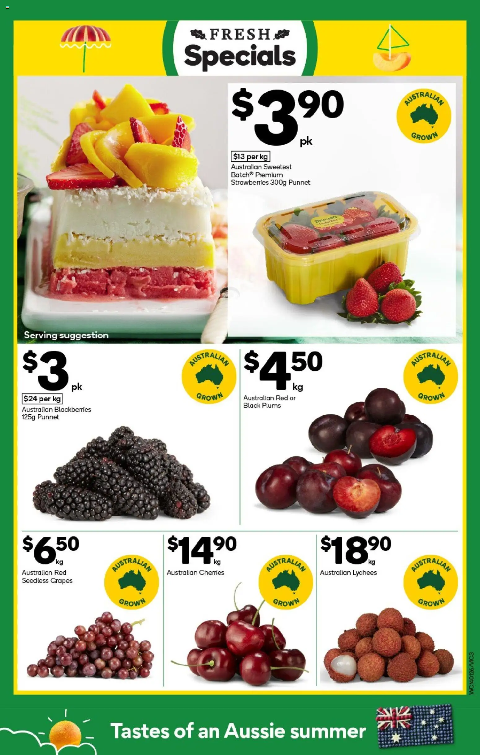 Woolworths catalogue - valid from 14.01.2026 | Page: 3 | Products: Cherries, Strawberries, Grapes, Plums