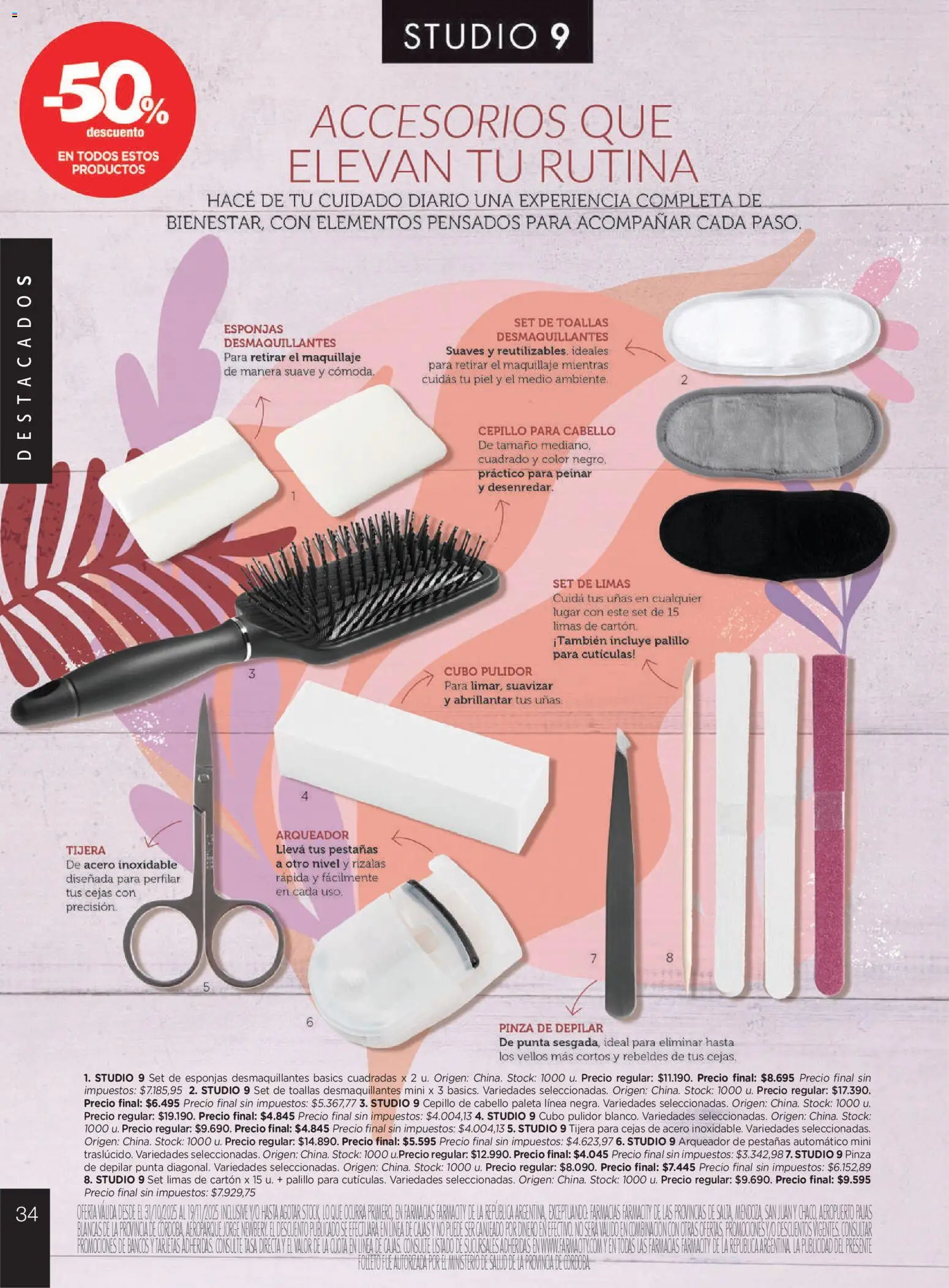 Farmacity catálogo │ válido desde el 30.10.2025 | Página: 34 | Productos: Pinza, Maquillaje, Cepillo, Tijera