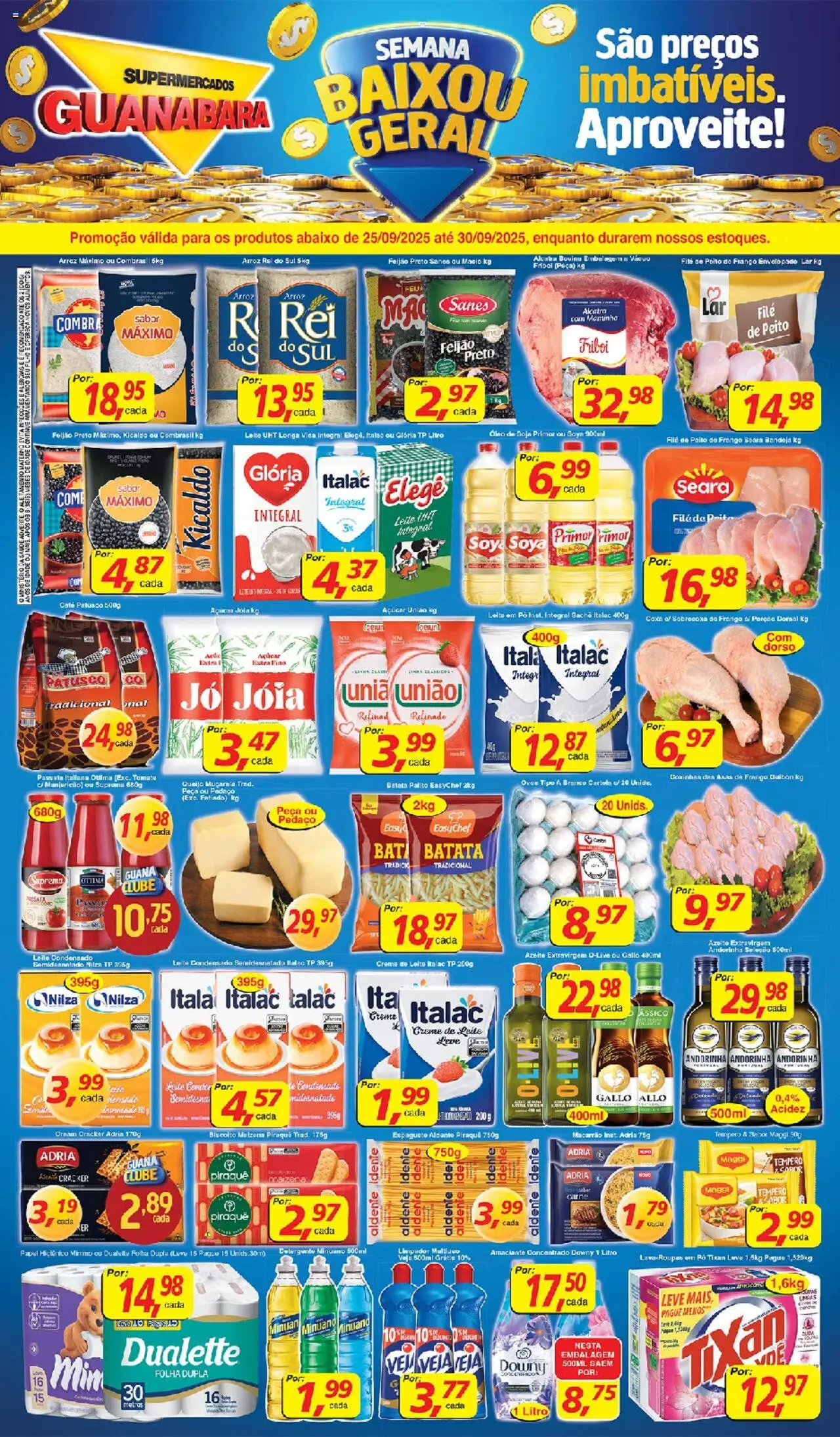Supermercados Guanabara Folheto - válido de 25.09.2025 | Página: 1 | Produtos: Pó, Arroz, Carne, Cream cracker
