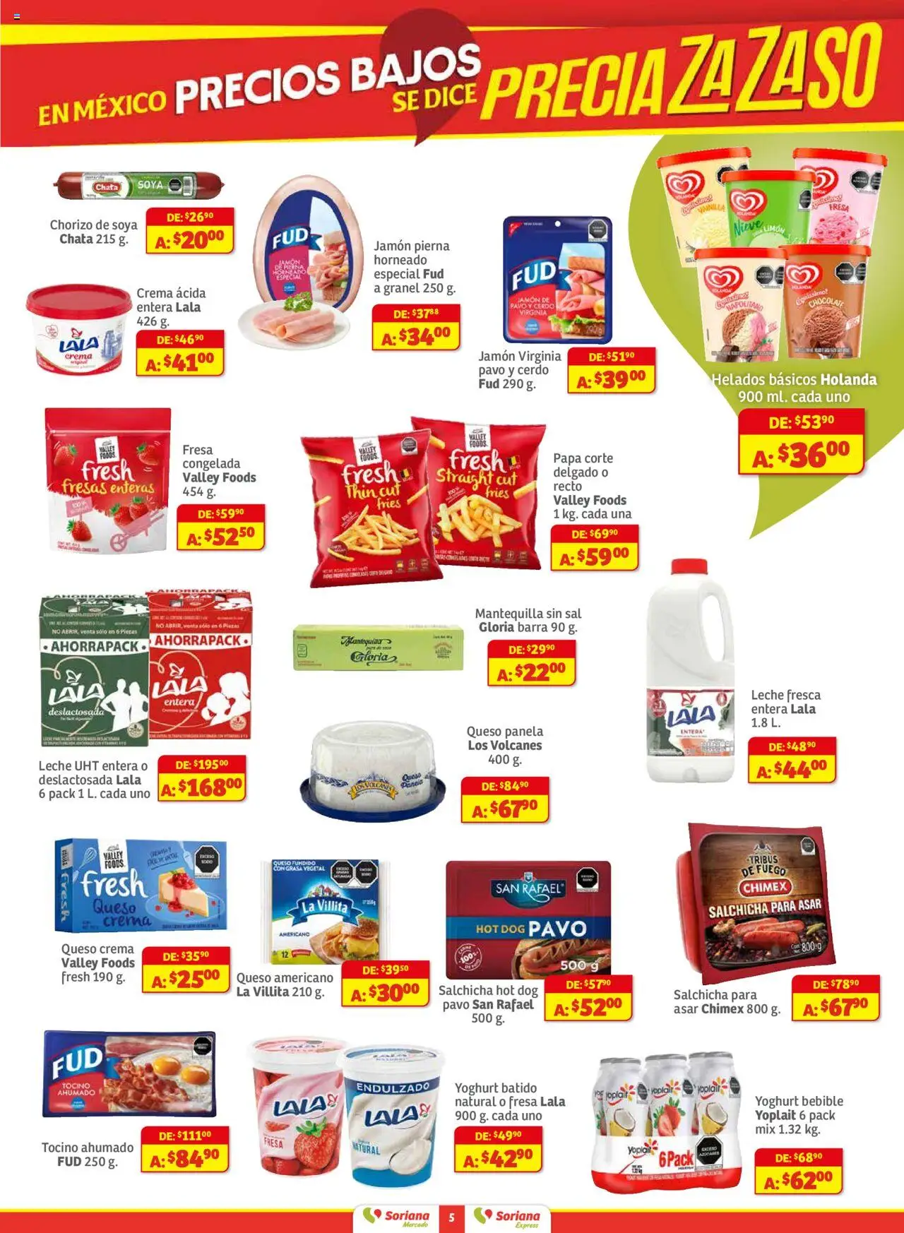 Nuevas ofertas de Soriana válidas en toda la República Mexicana desde el 01.08.2025. ¡Encuentra las mejores ofertas en Soriana - Preciazazaso Mercado: Valle de México! | Página: 5 | Productos: Papa, Sal, Cerdo, Fresas