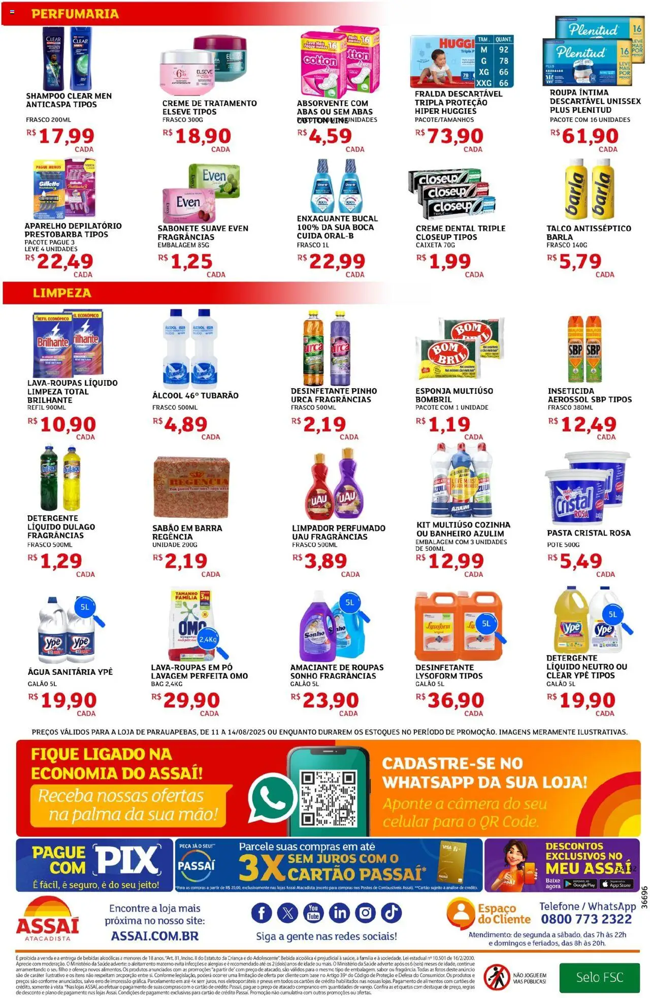 Assaí Atacadista Folheto - válido de 11.08.2025 | Página: 4 | Produtos: Talco, Azulim, Celular, Esponja