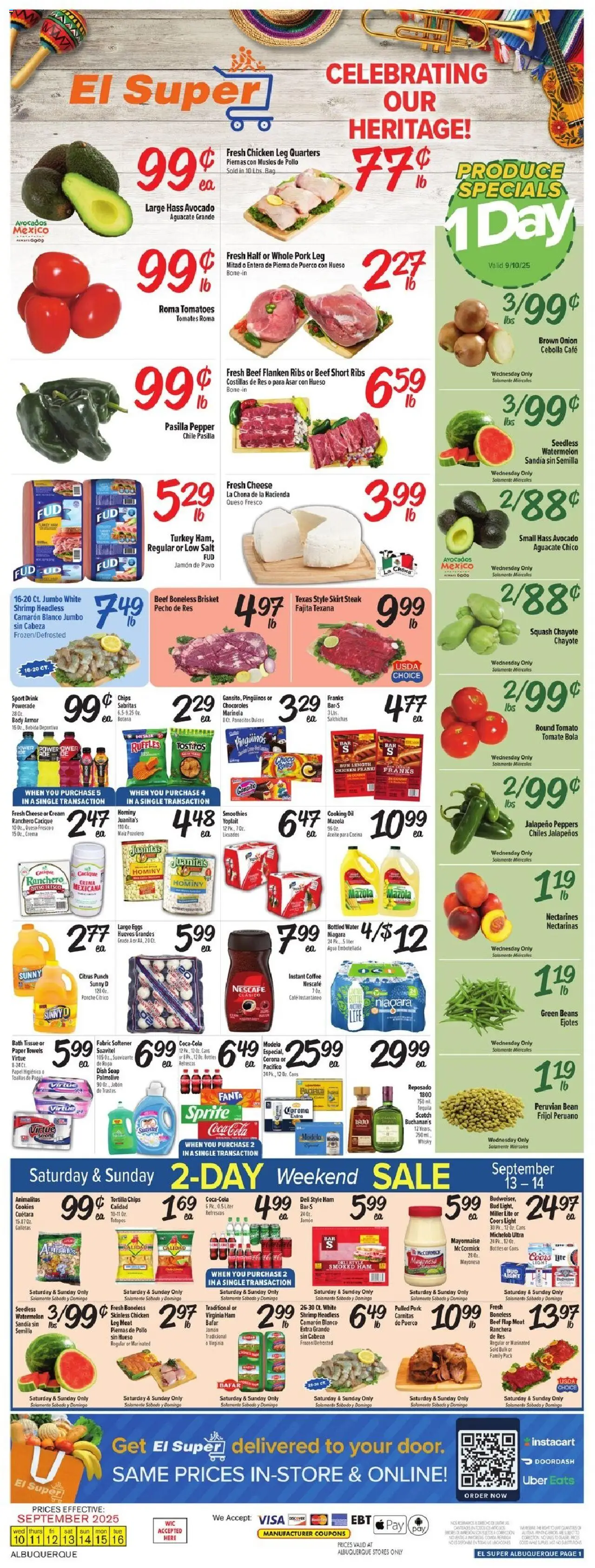 El Super Weekly Ad - NM - valid from 10.09.2025 | Page: 1 | Products: Jalapeno peppers, Bath, Onion, Bag