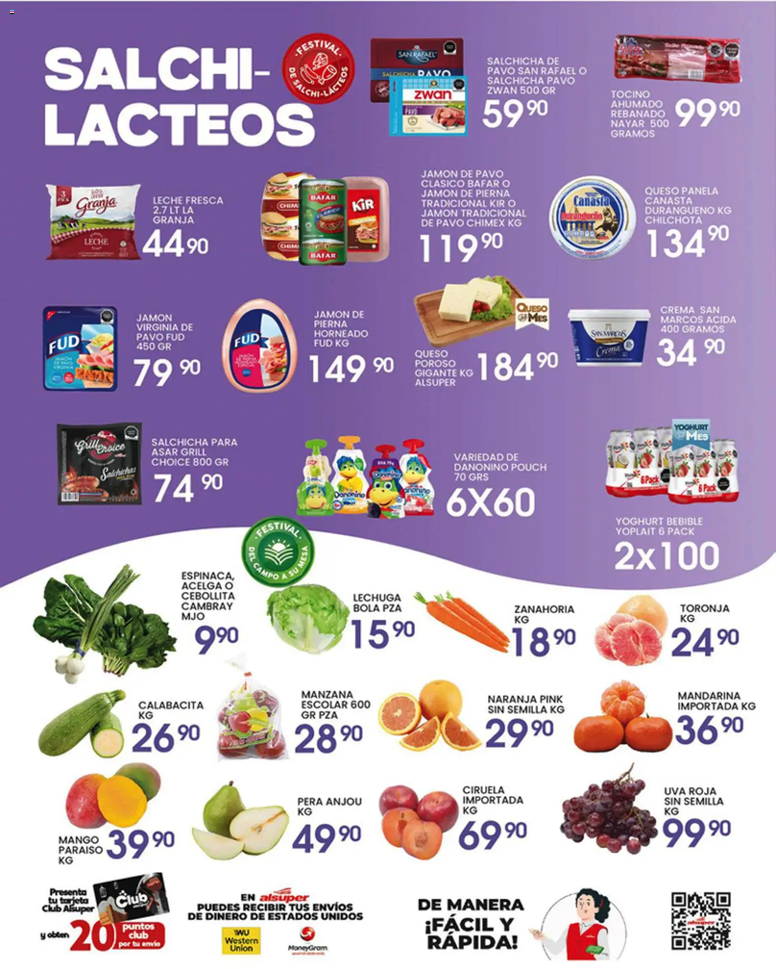 Nuevas ofertas de Alsuper válidas en toda la República Mexicana desde el 17.04.2026. ¡Encuentra las mejores ofertas en Alsuper folleto Zacatecas! | Página: 3 | Productos: Salchicha, Mango, Canasta, Zanahoria